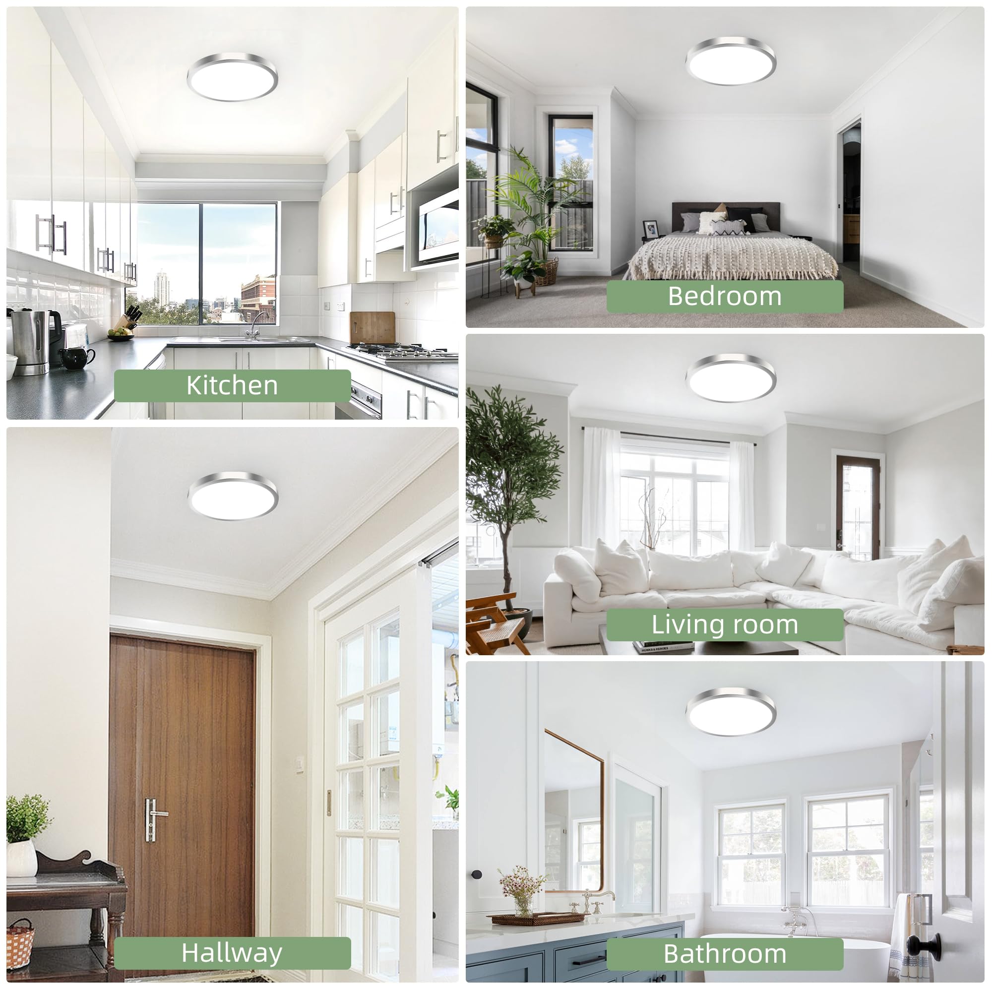 Hykolity 12 Inch Selectable Cct Led Round Flat Panel Light, 24W 3000K/4000K/5000K, Edge-Lit Flush Mount Ceiling Light Fixture Fo