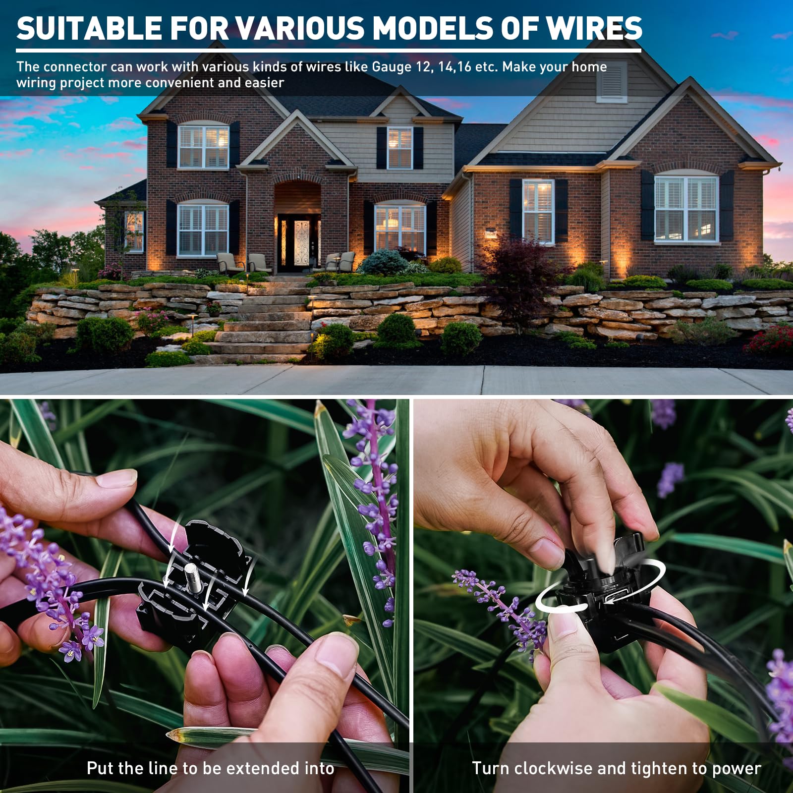 VenusManufacturing Wire Connector for Low Voltage Outdoor Lighting, Metal, 1 Pack, Black, Model 8150-9801-01