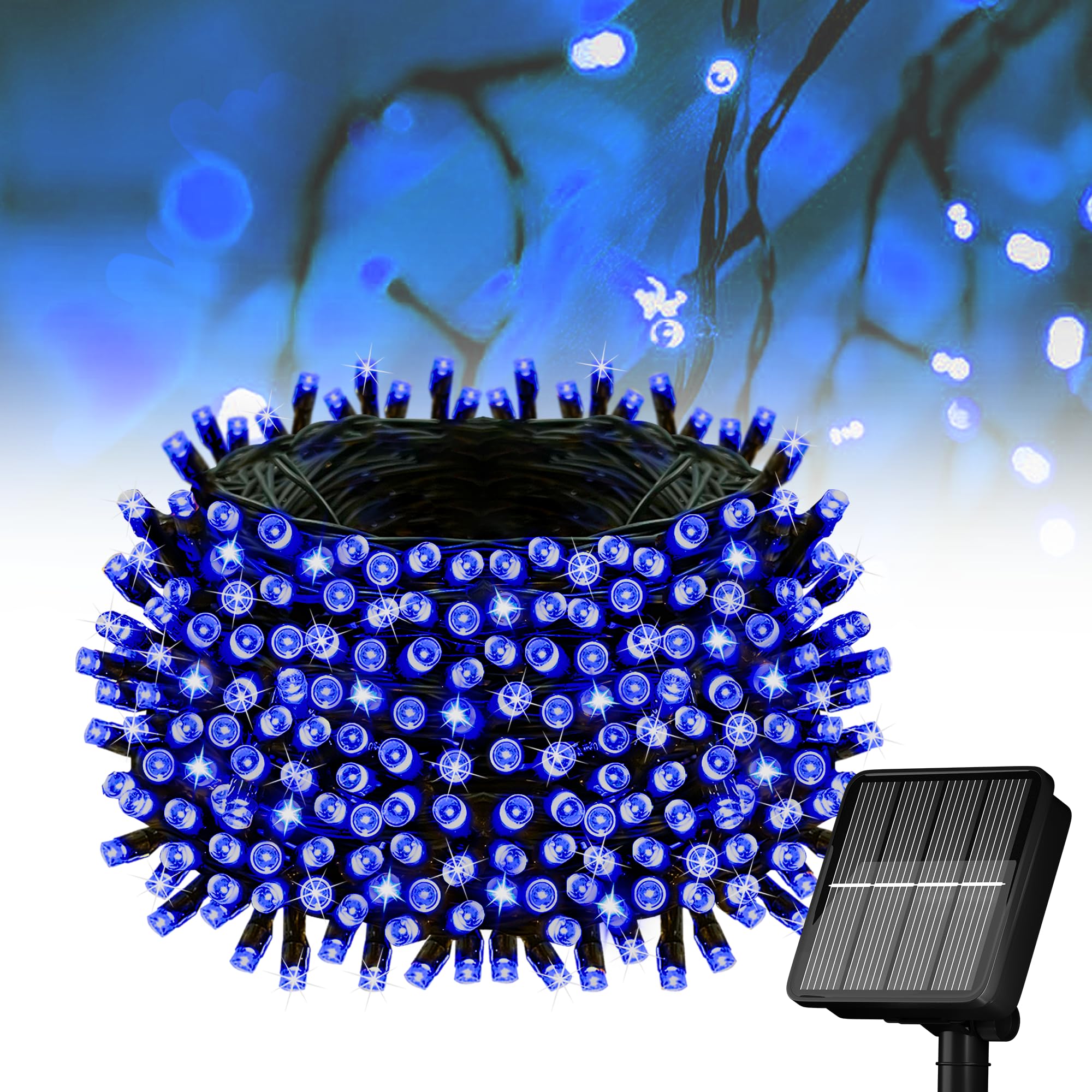 Solar String Lights For Outside  39Ft 100 Led Solar String Lights Outdoor With 8 Modes Solar Lights For Outside Waterproof For Yard  Fence Balcony  Party Christmas Tree Decorations (Blue)
