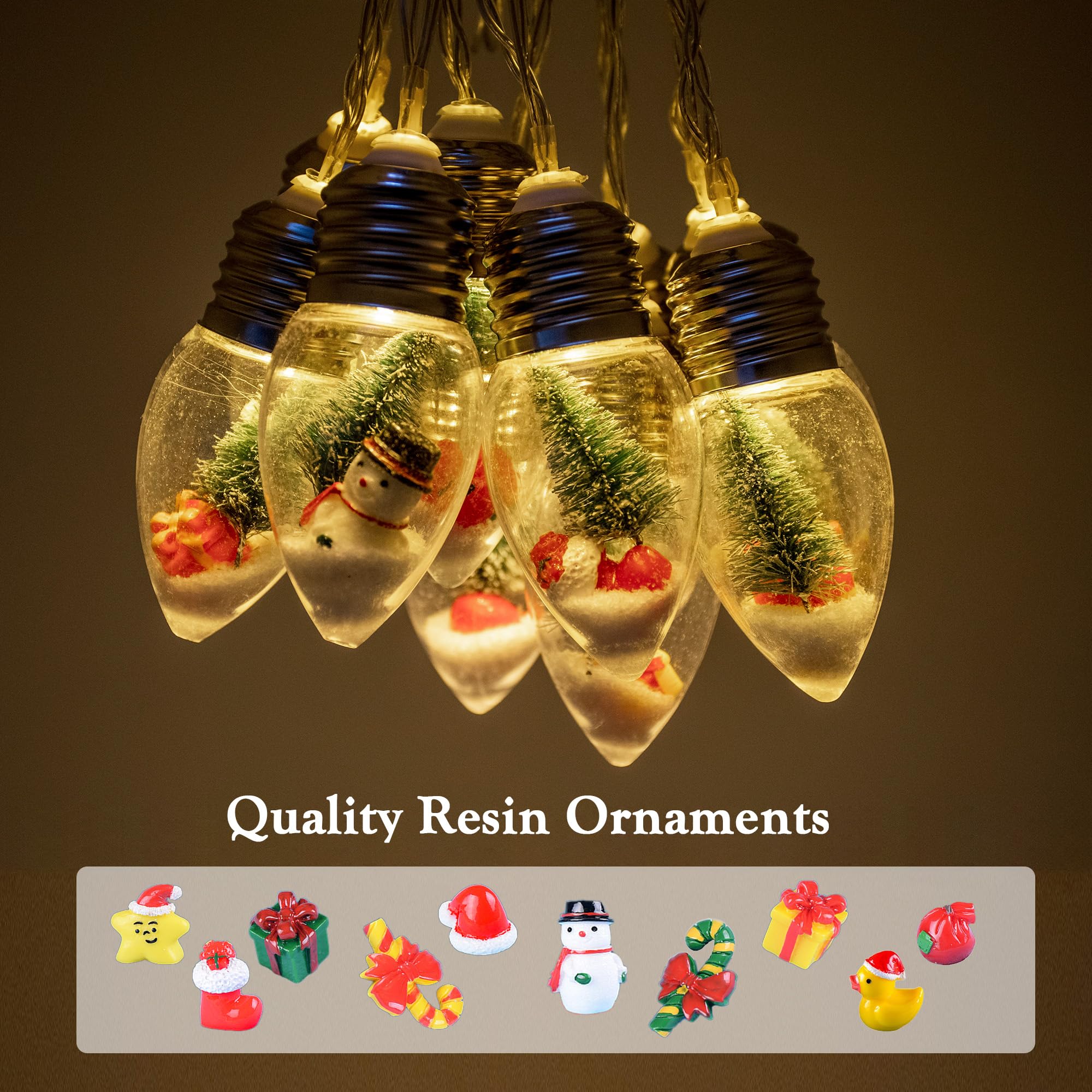 YOLIGHT Christmas Bulb String Lights, 10 LED, 6.5ft, Battery Operated with Timer, Warm White, Model YL-BA