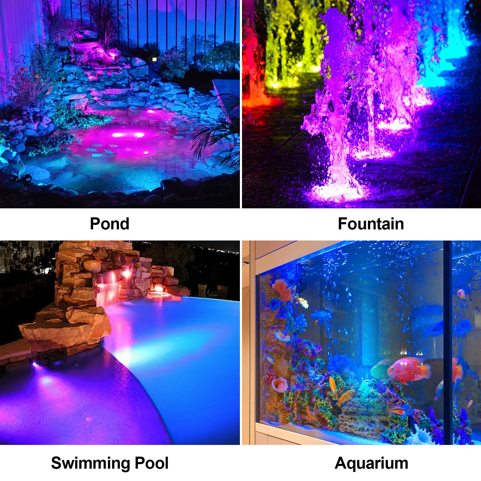 Poposoap Solar Pond Lights, Rgb Led Pond Lights Waterproof Ip68