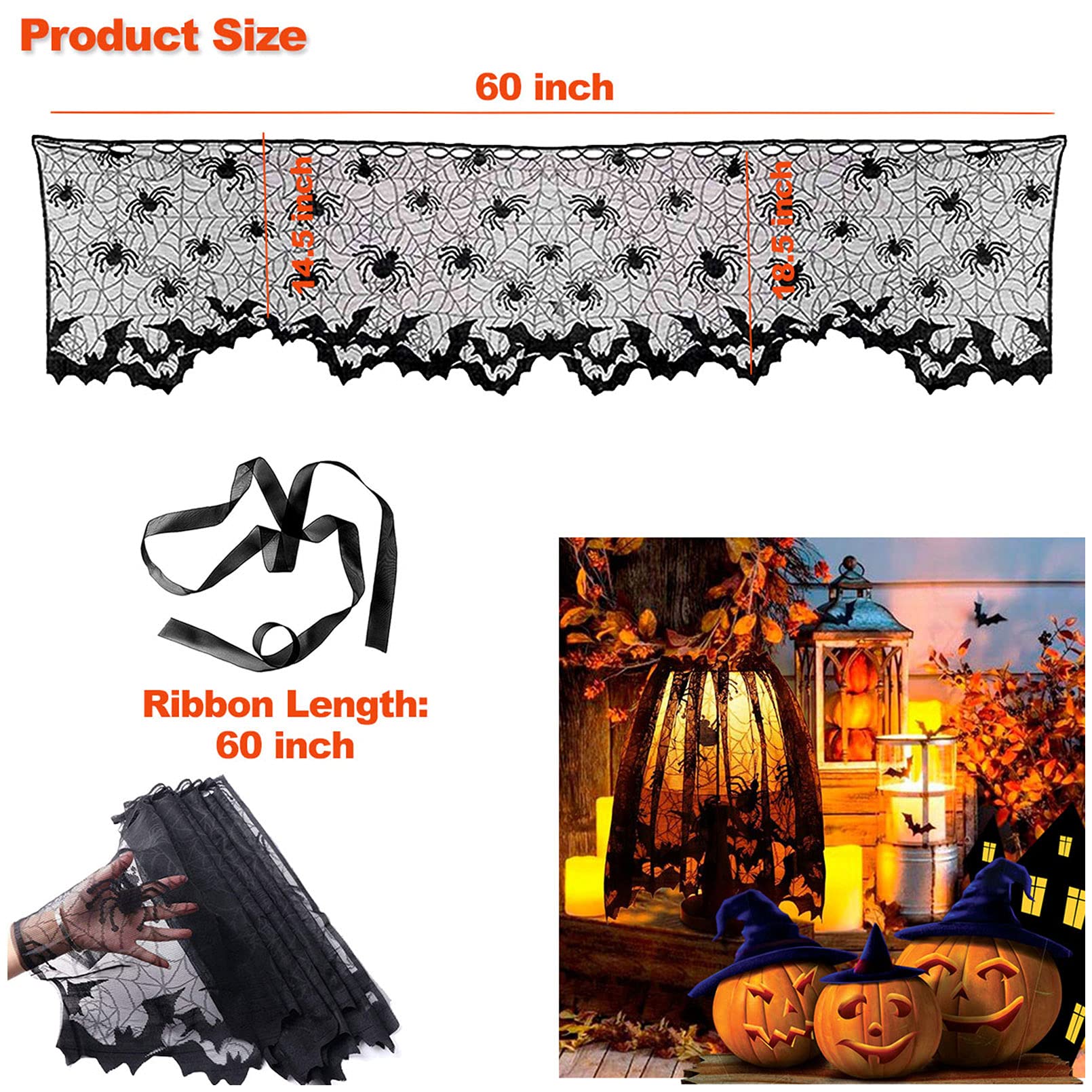 Halloween Lamp Shade Cover Decorations Halloween Black Lace Halloween Decor Lamp Cover Black Spider Web Halloween Lace For Hallo