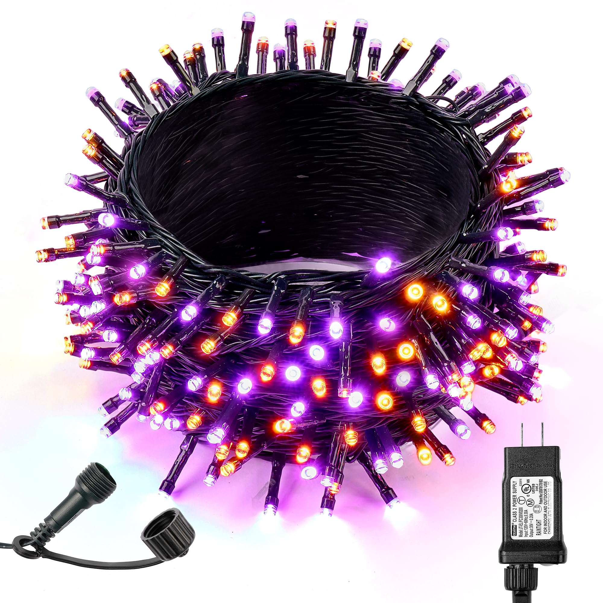 Wbao Halloween Lights Orange Purple 300Led 108Ft Super Bright String Lights  Ul Certified  8 Lighting Modes  Timer  Connectable  Memory & Waterproof For Indoor Outdoor Halloween Decorations