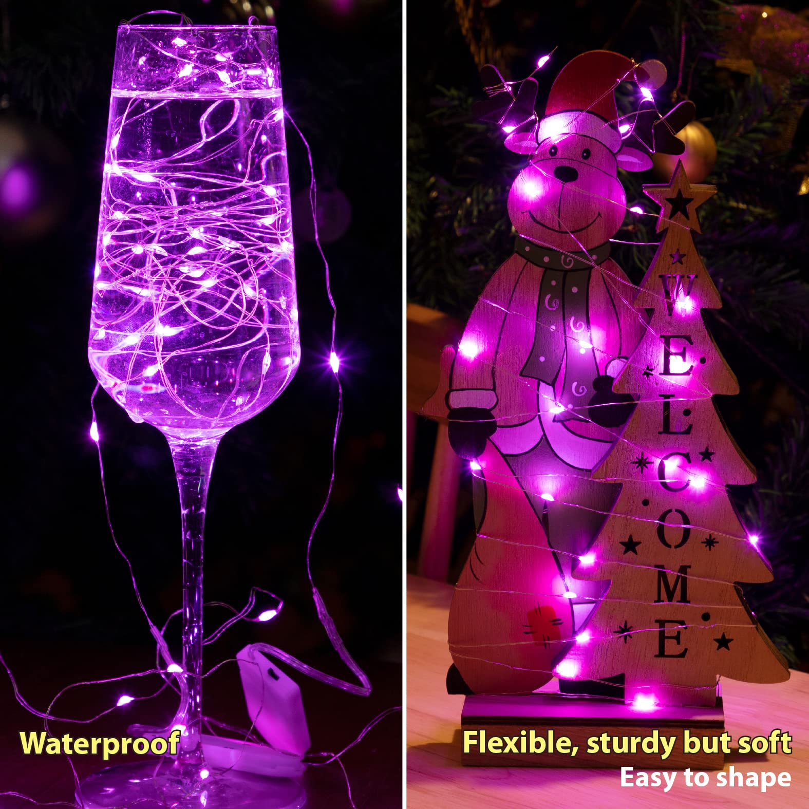 HXWEIYE Fairy Lights - 20LED Pink Battery Operated, 7ft Length, 12 Pack for DIY Wedding Party Bedroom Patio Christmas Décor