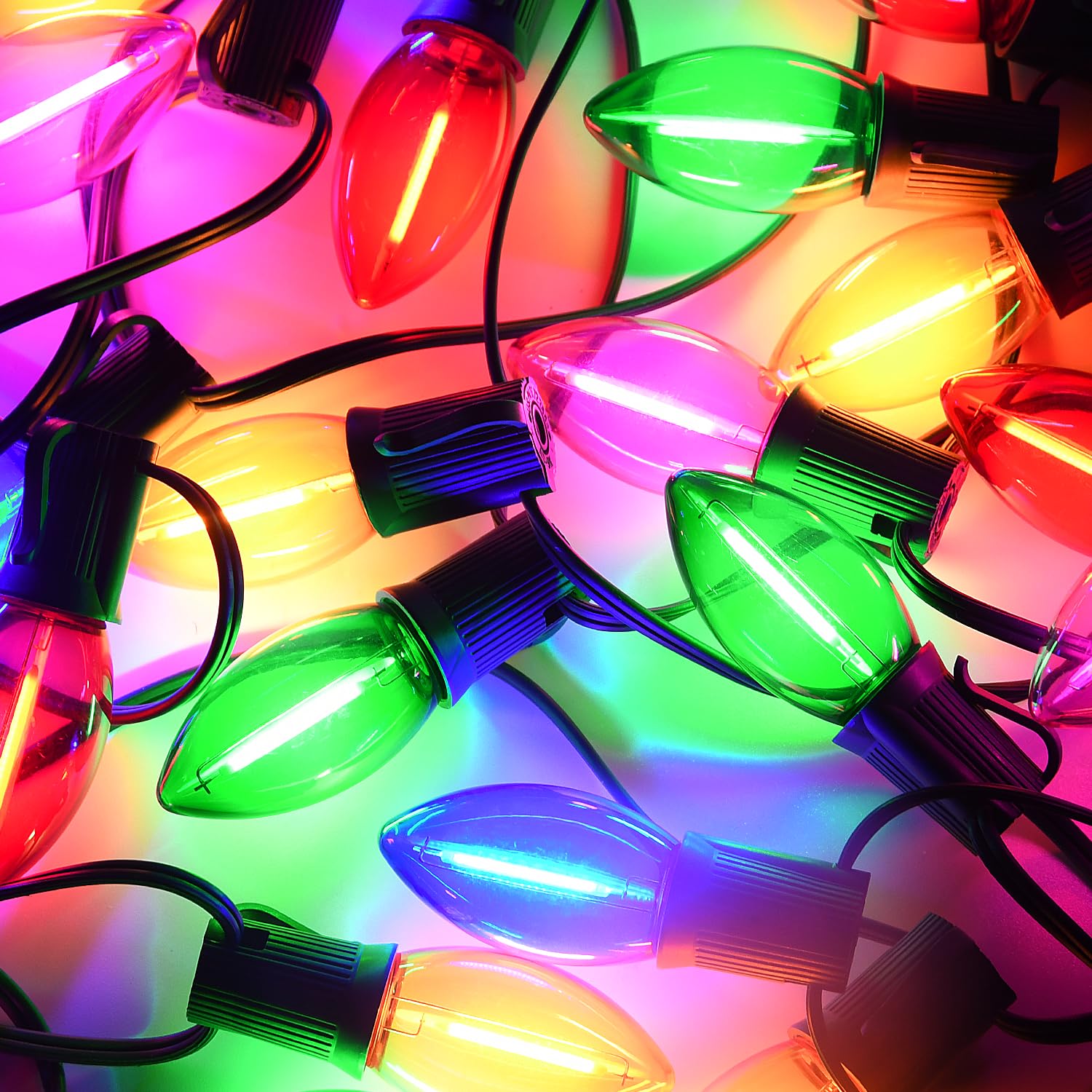 C9 Led Christmas Lights Outdoor Waterproof  25Ft Shatterproof Colored Christmas Lights Led Multicolor C9 Outdoor Christmas Lights For House Christmas Tree Yard Garden Decor  25+1 Led Bulbs  0.6W