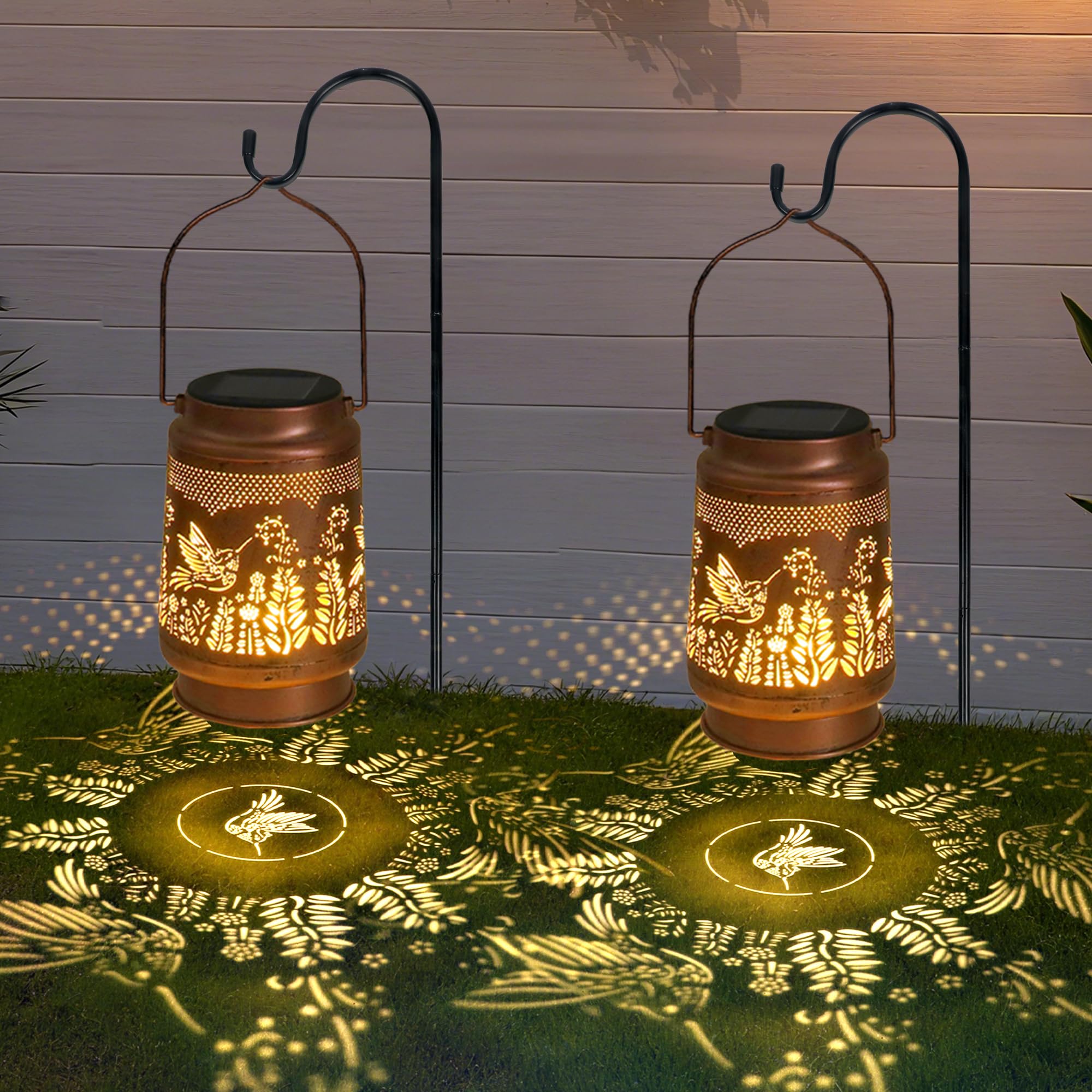 Sumloty Hummingbird Solar Lantern - Hummingbird Solar Lights for Outside, Patio, Backyard, and Porch - Waterproof Hanging Lanter