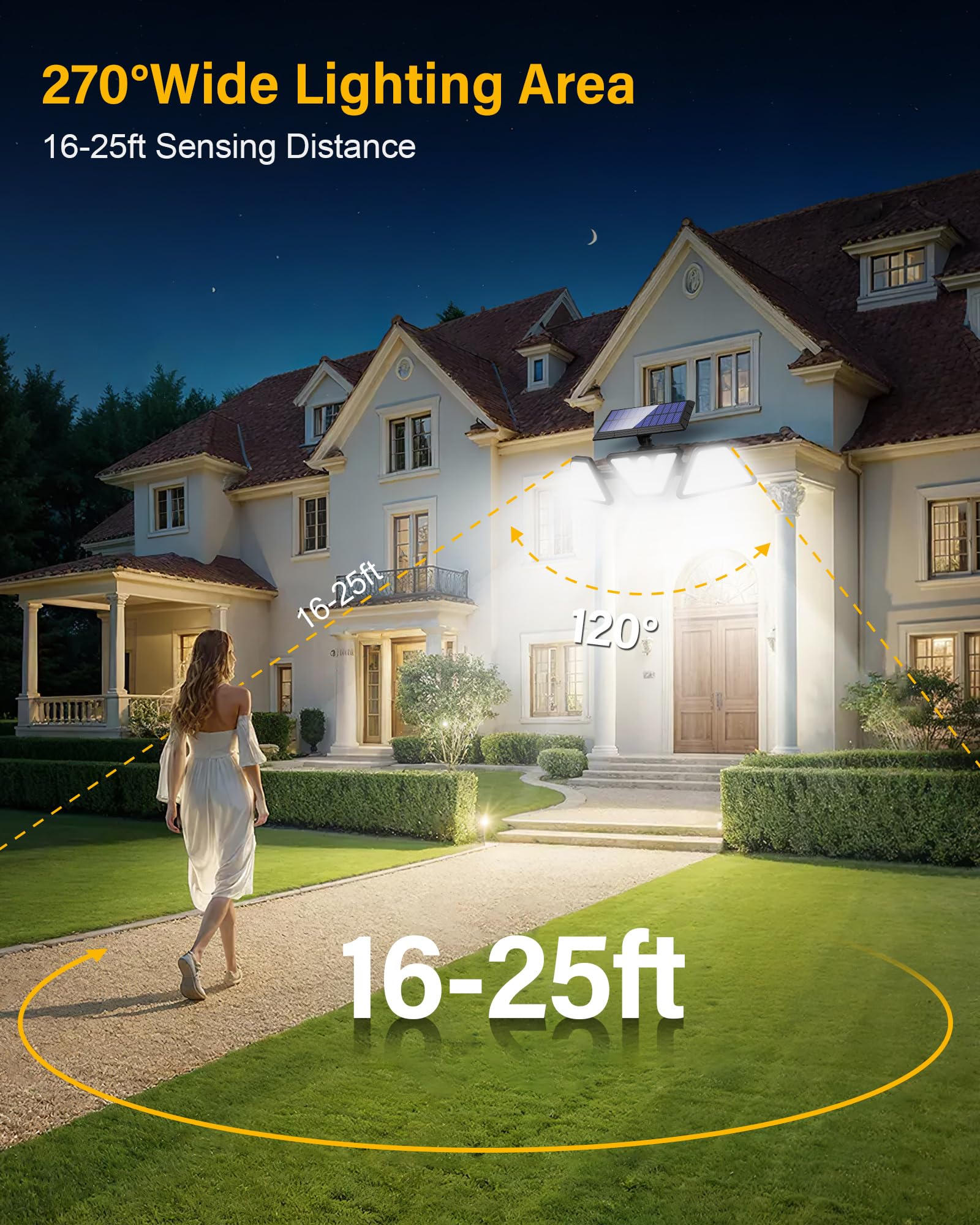 Zookki Solar Outdoor Lights, 275 Led Motion Sensor Outdoor Lights, 270? Wide Angle Ip65 Waterproof, Solar Flood Security Lights