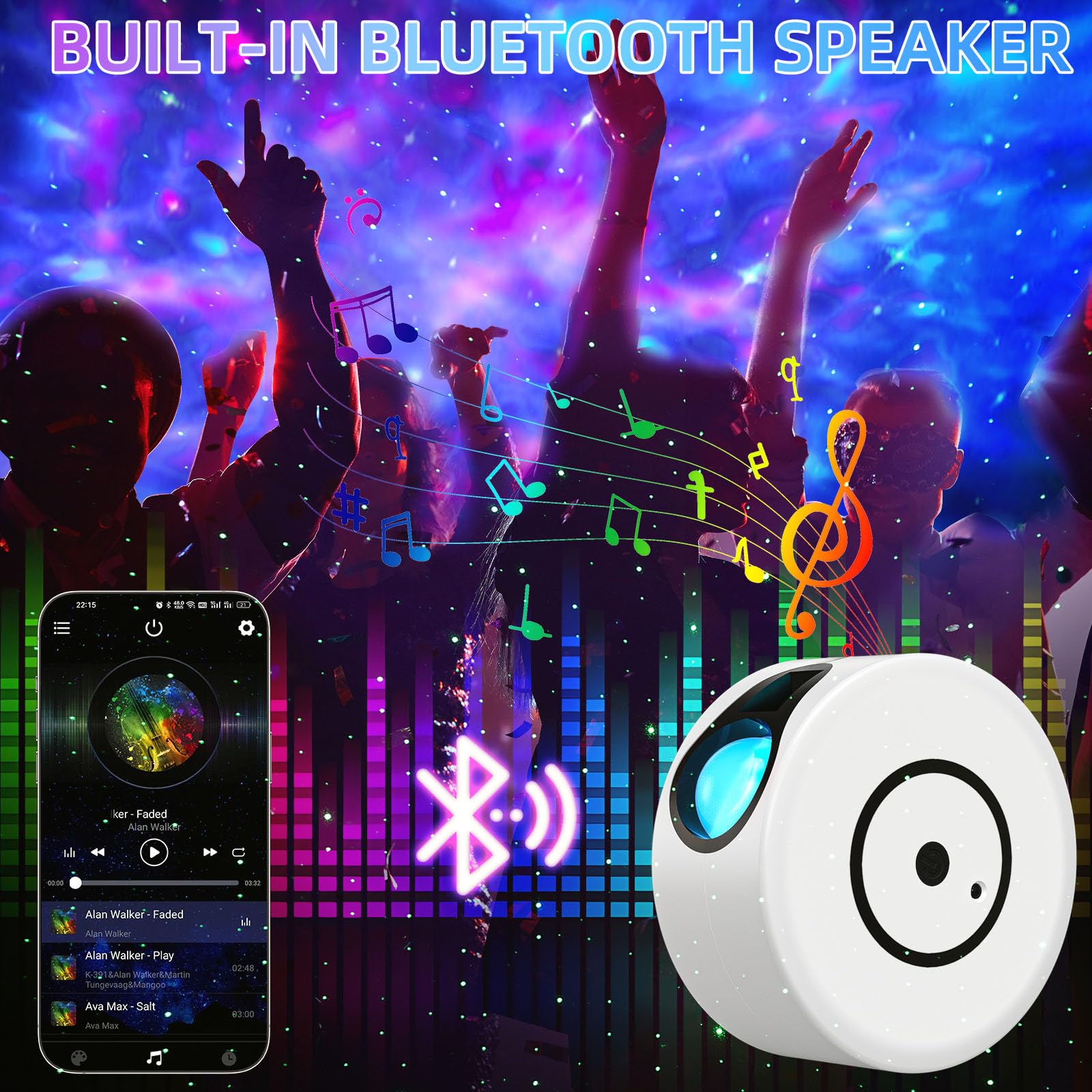 Galaxy Projector, Star Projector With Bluetooth Speaker, Led Night Light With Timer And Remote, For Christmas & Birthdays, Gifts For Adults, Teens