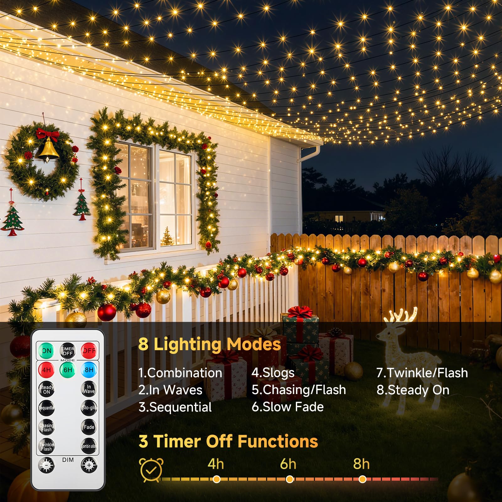 Mlambert 1200 Led Christmas Lights 394Ft  Outdoor Waterproof Dimmable Fairy Lights With Remote  8 Modes Indoor Lighting For Holiday D?Cor  Warm White