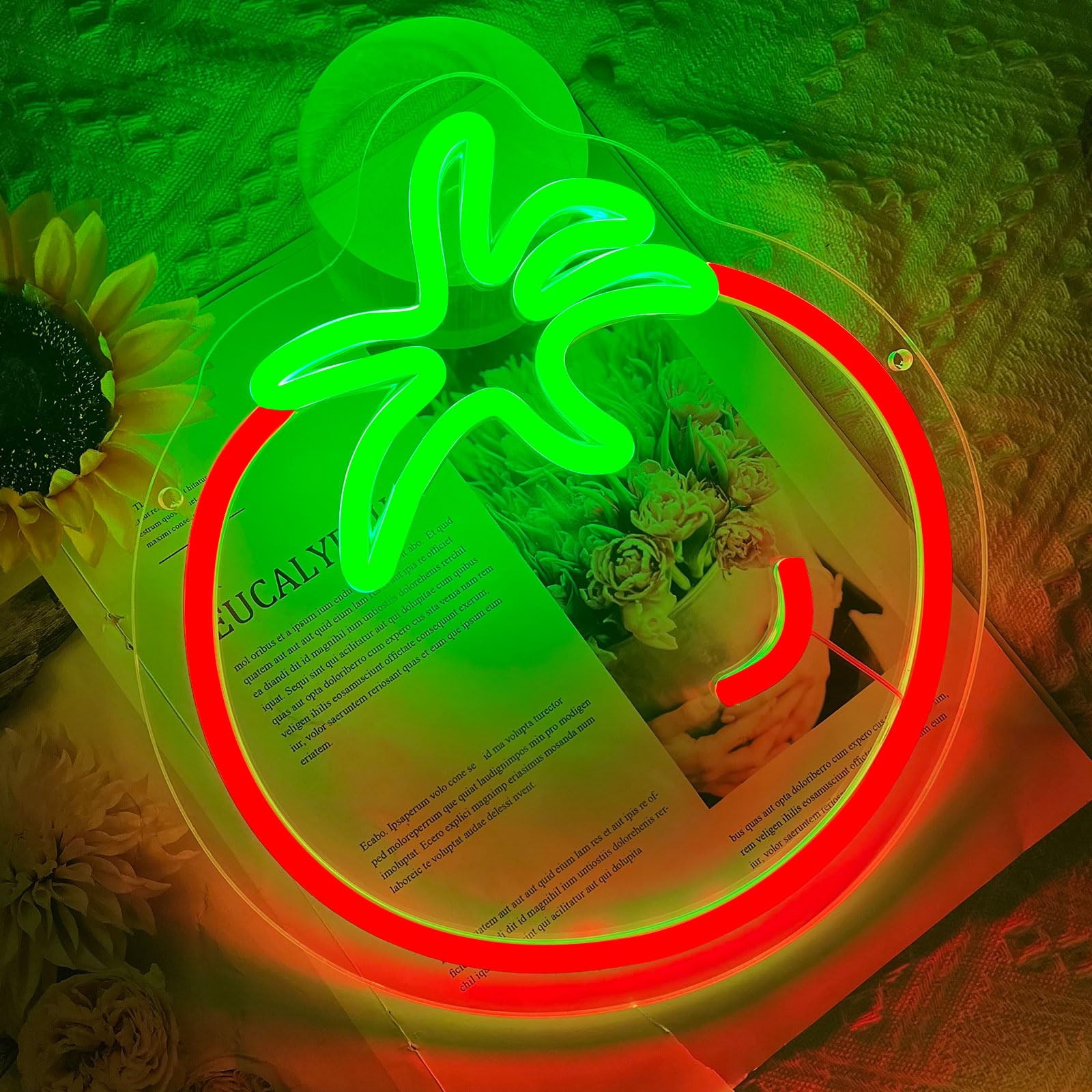 Tomato Neon Sign For Wall Decor,Cute Fruit Led Neon Light 9.4 * 10.2 Inch Dimmable Usb Kawaii Small Tomato Light Up Sign For Boy