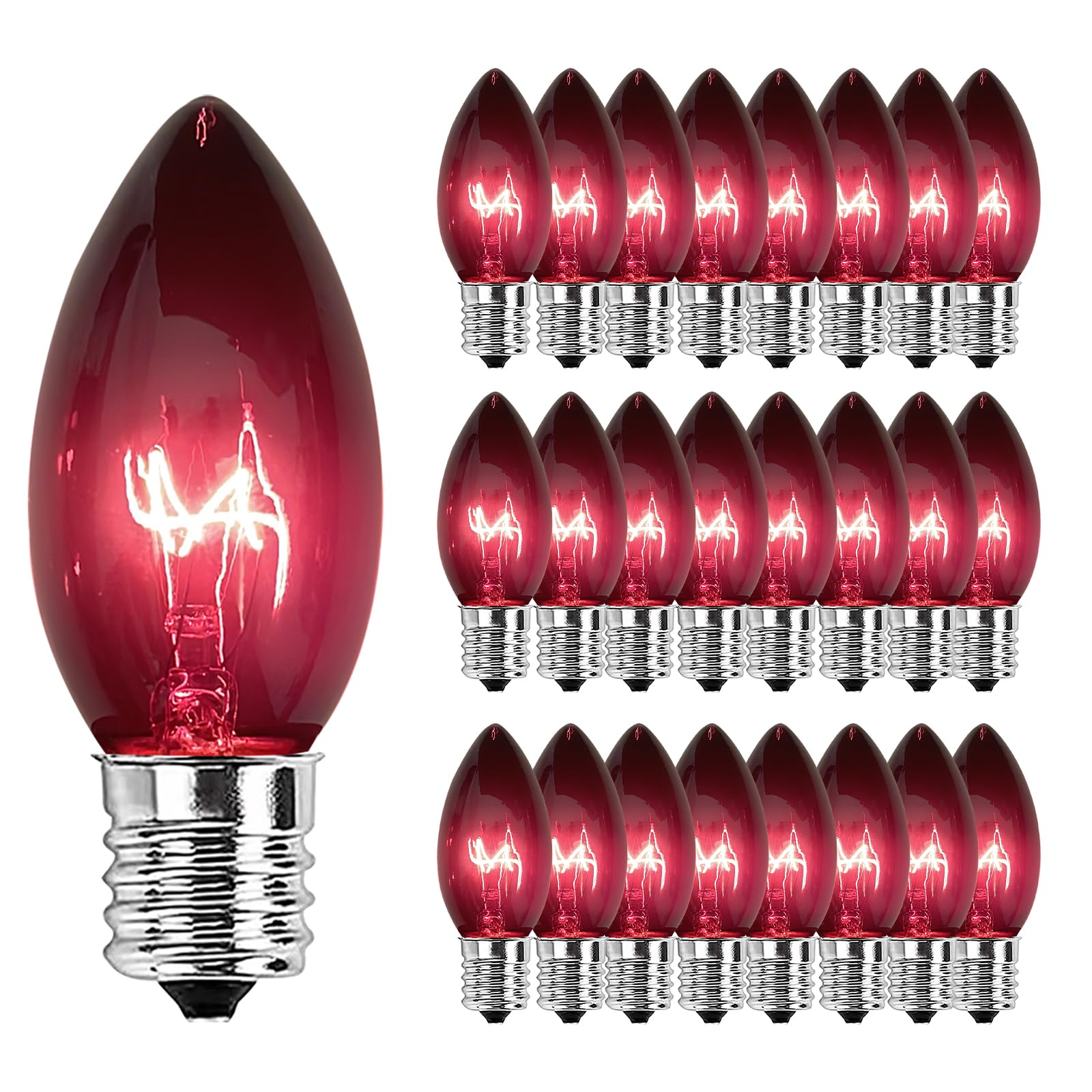 Pallerina C9 Clear Purple Replacement Bulbs - 25 Pack Shatterproof E17 7W For Holiday Lights