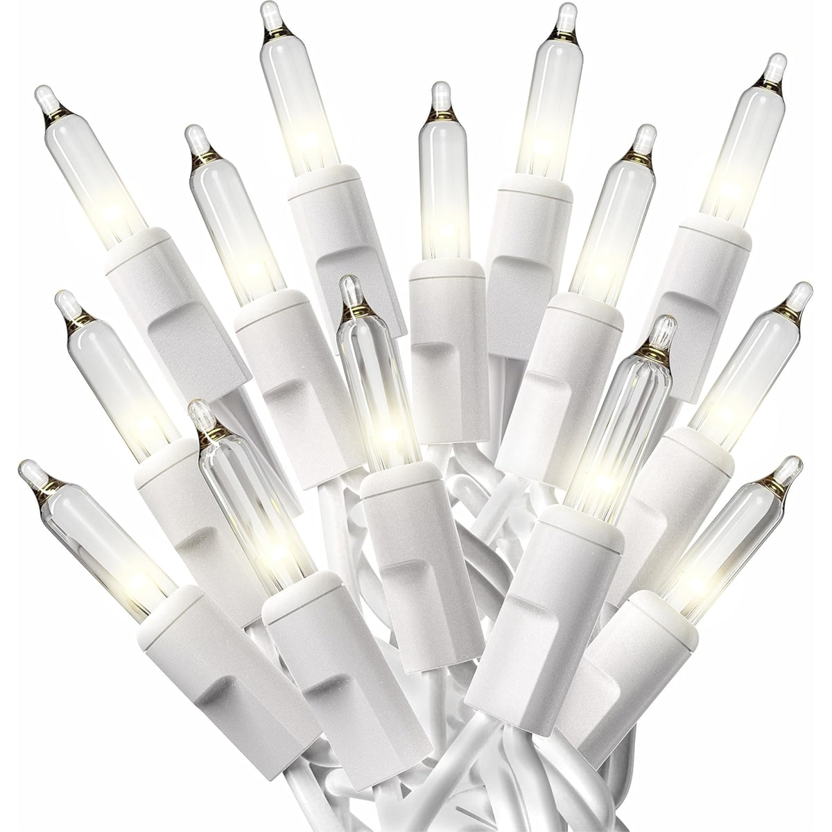 PREXTEX Christmas Lights 100 Feet, 500 Lights - Clear White Christmas Tree Lights with White Wire - Indoor or Outdoor String Lights - Warm White Twinkle Lights - White Christmas Lights