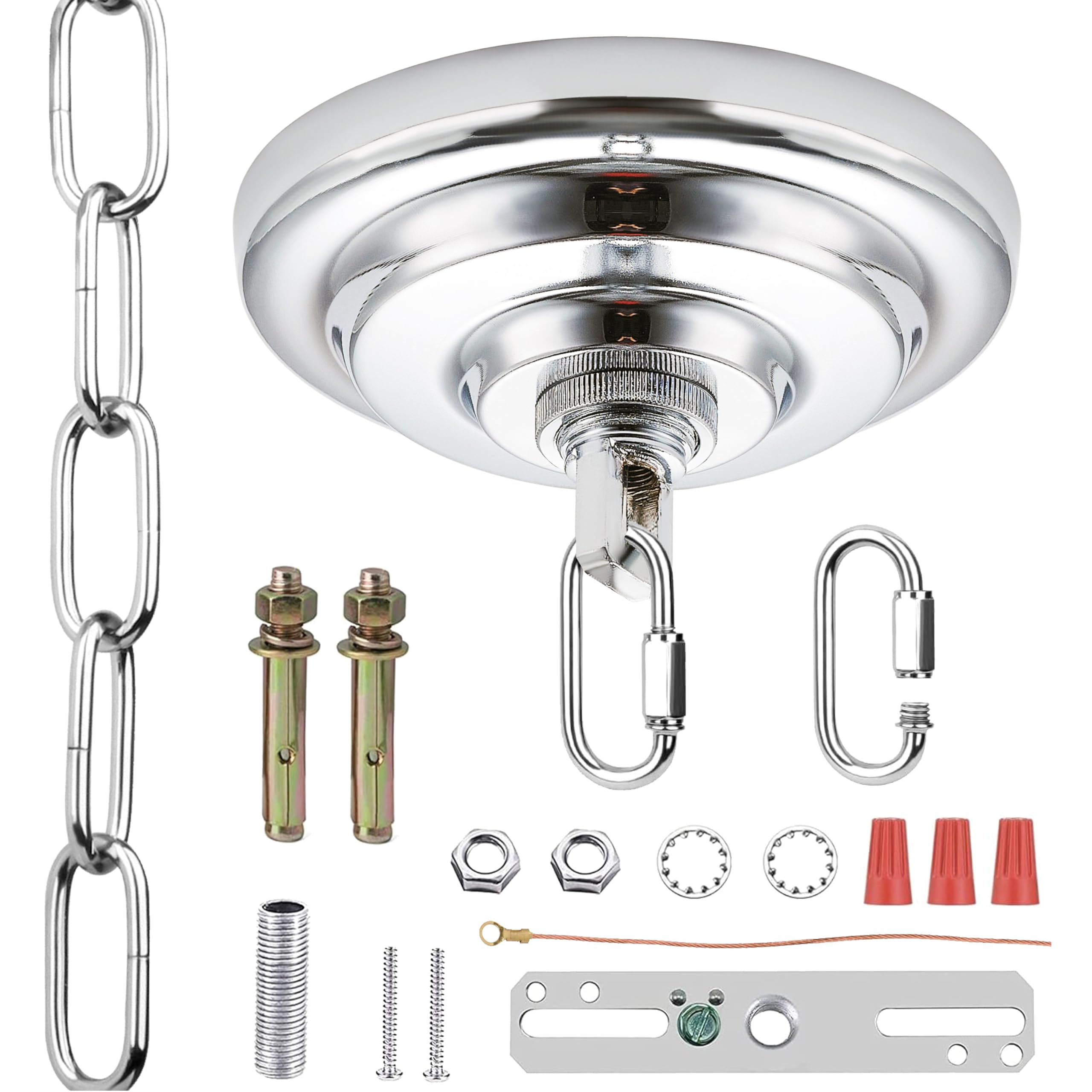 MAYOMAJO Light Canopy Kit with 6ft Chain, 5-5/16 Inch, Alloy Steel, Chrome, Model MY-240105