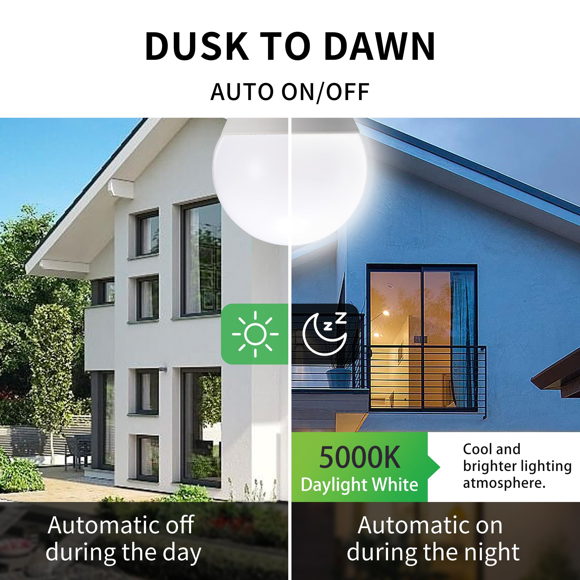 Qualilux Dimmable Outdoor Light Bulbs, 1000LM, 75W Equivalent, Daylight 5000K, A19 E26 Base, 12W, 2 Pack