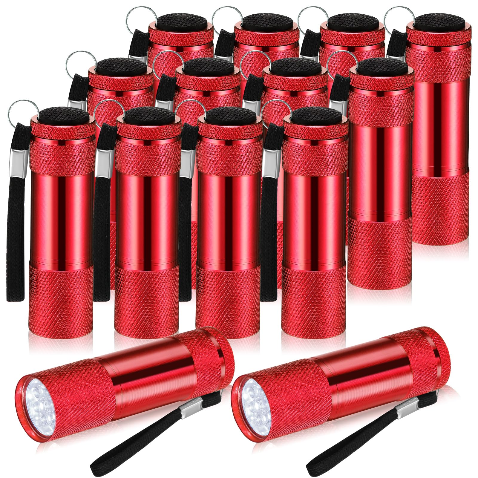 VIHOSE Mini Flashlights Bulk, 12 Pcs, Bright Aluminum LED, Small Size, Red