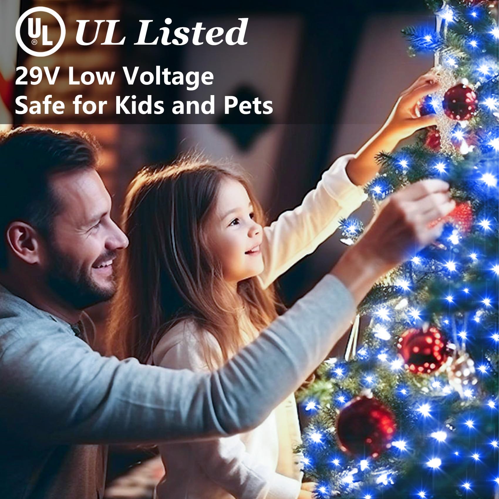 750 Led Christmas String Lights Outdoor  240Ft Twinkle Fairy Lights With Timer & Memory  12 Modes Dimmable Waterproof Tree Light For House Patio Garden Wedding Party Christmas Decororations  Blue