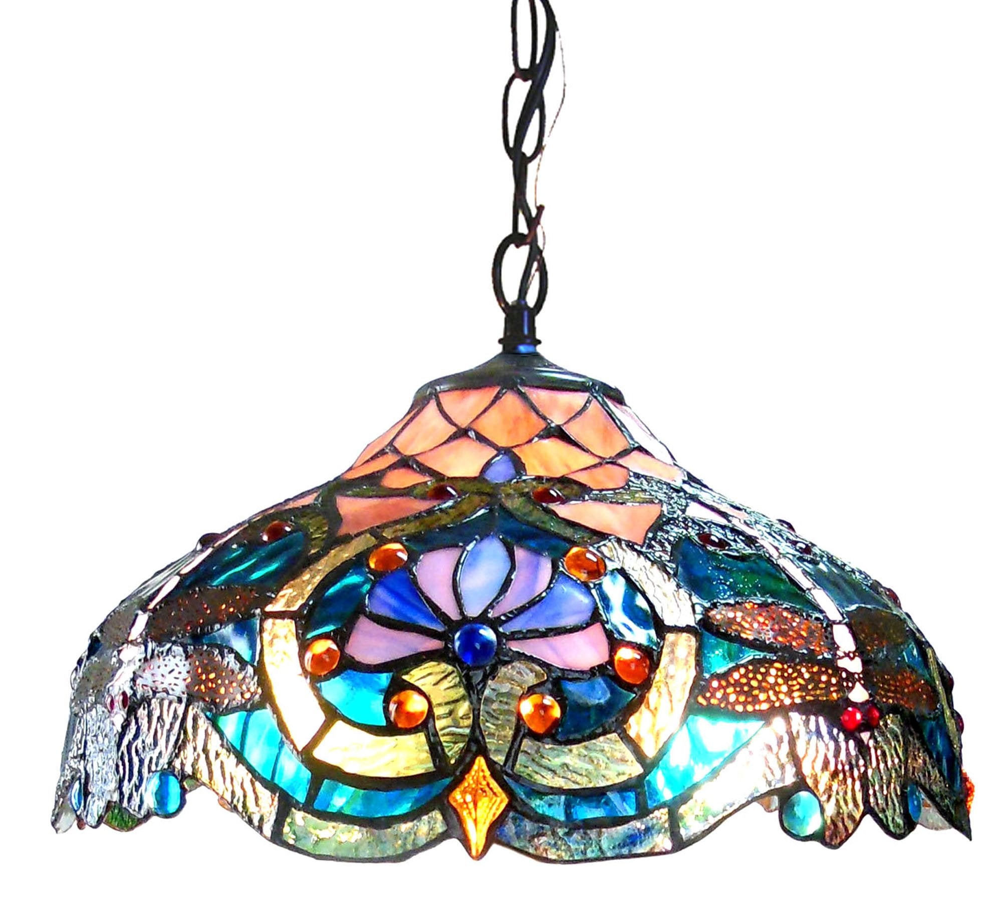 Chloe CH1B715BD17-DH2 17" Shade Lydia Tiffany-Style 2 Light Victorian Ceiling Pendant Fixture