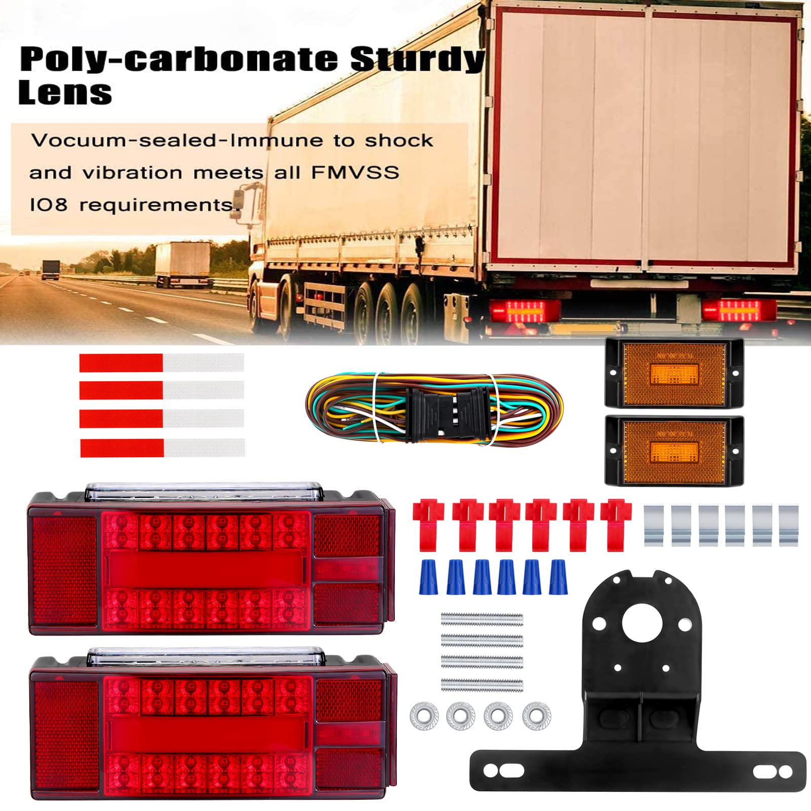 Limicar Trailer Lights, Upgrade Ip68 Halo Glow Trailer Light Kit, Brake Stop Turn Tail License Plate With 25Ft Wiring Harness Ki