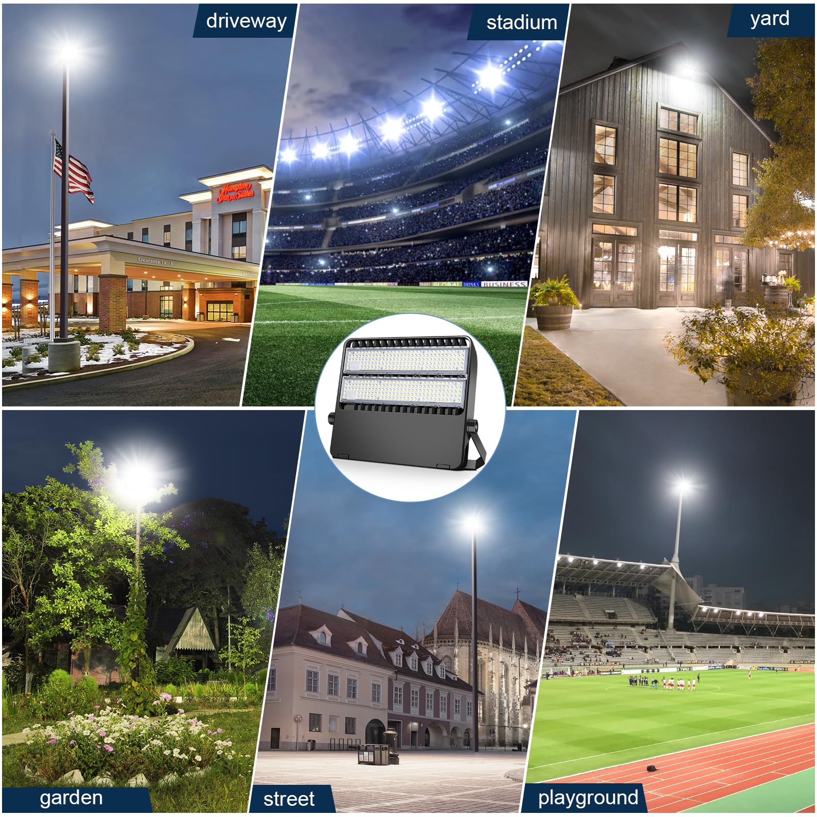 Tomourd LED Stadium Lights 240W, 36000 Lumen, 5000K, 120° Angle, Black, Model 1604C, 3 Pack