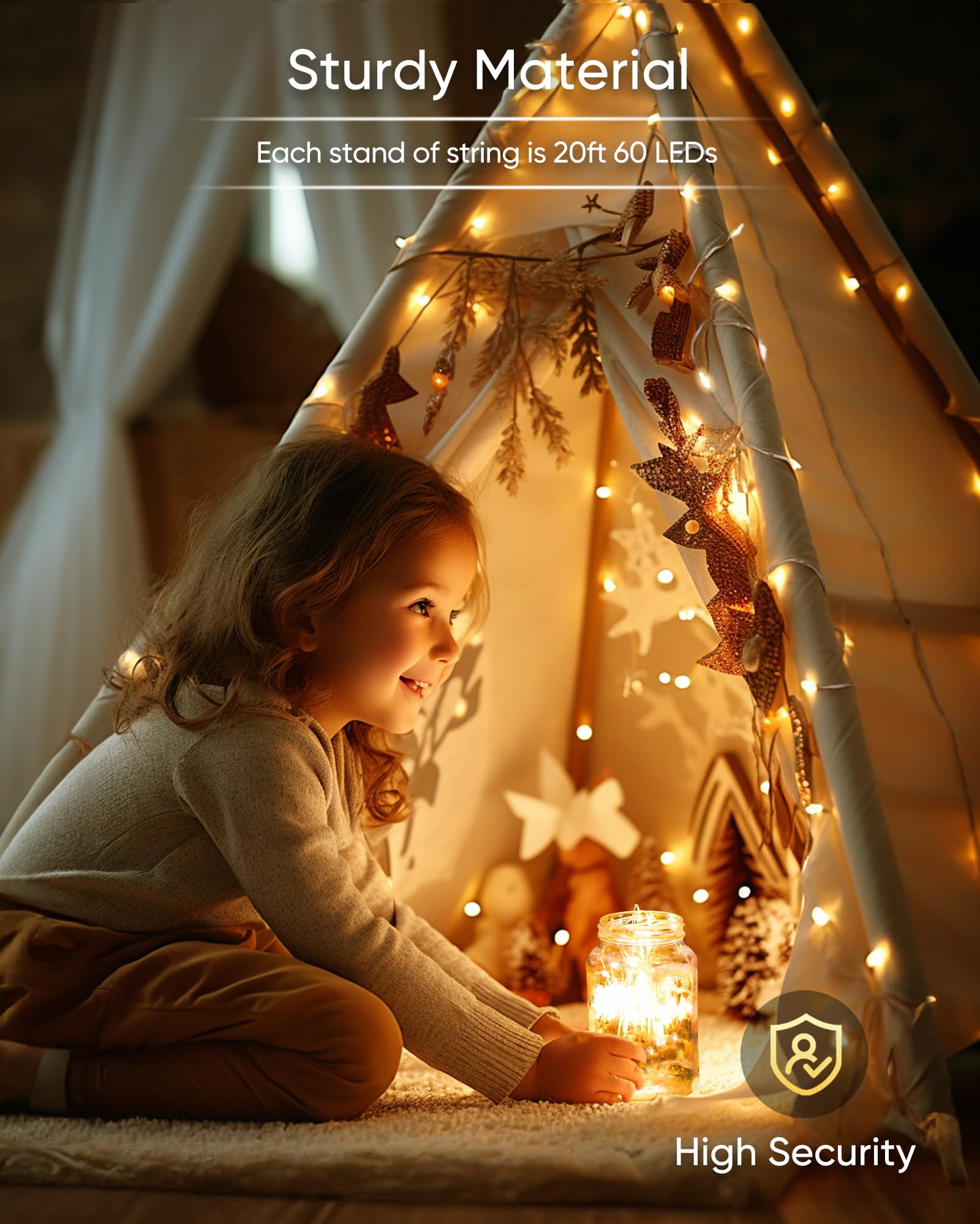 Homemory Fairy Lights 20 FT 60 LED Warm White Battery Operated with Remote Waterproof 8 Modes Model HXD6MT4NBYK