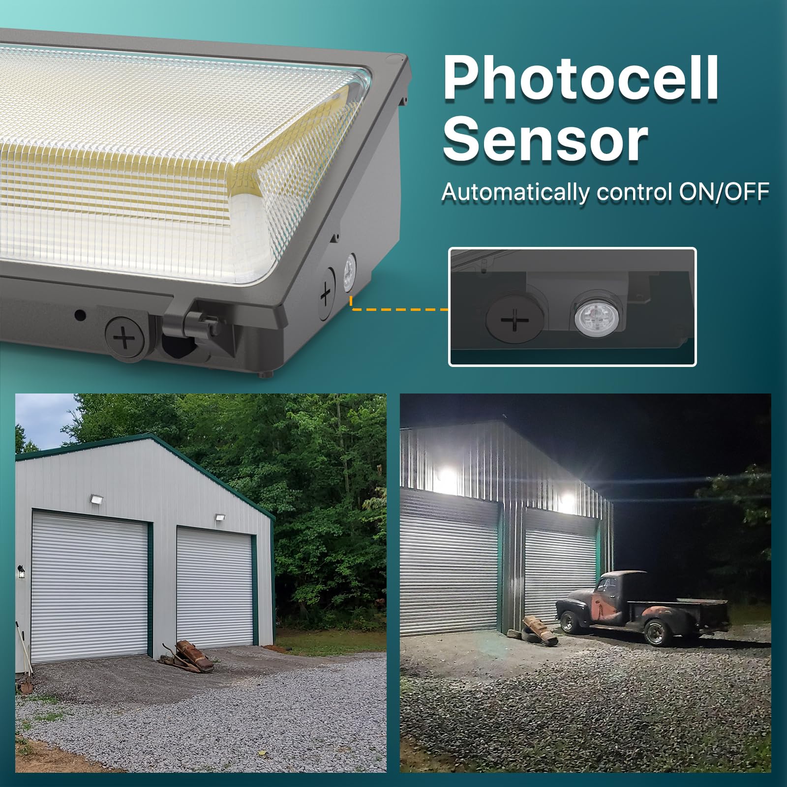 Litezone 120W Led Wall Pack - 2 Pack Outdoor Lighting, 18000Lm, Photocell Sensor, Bronze