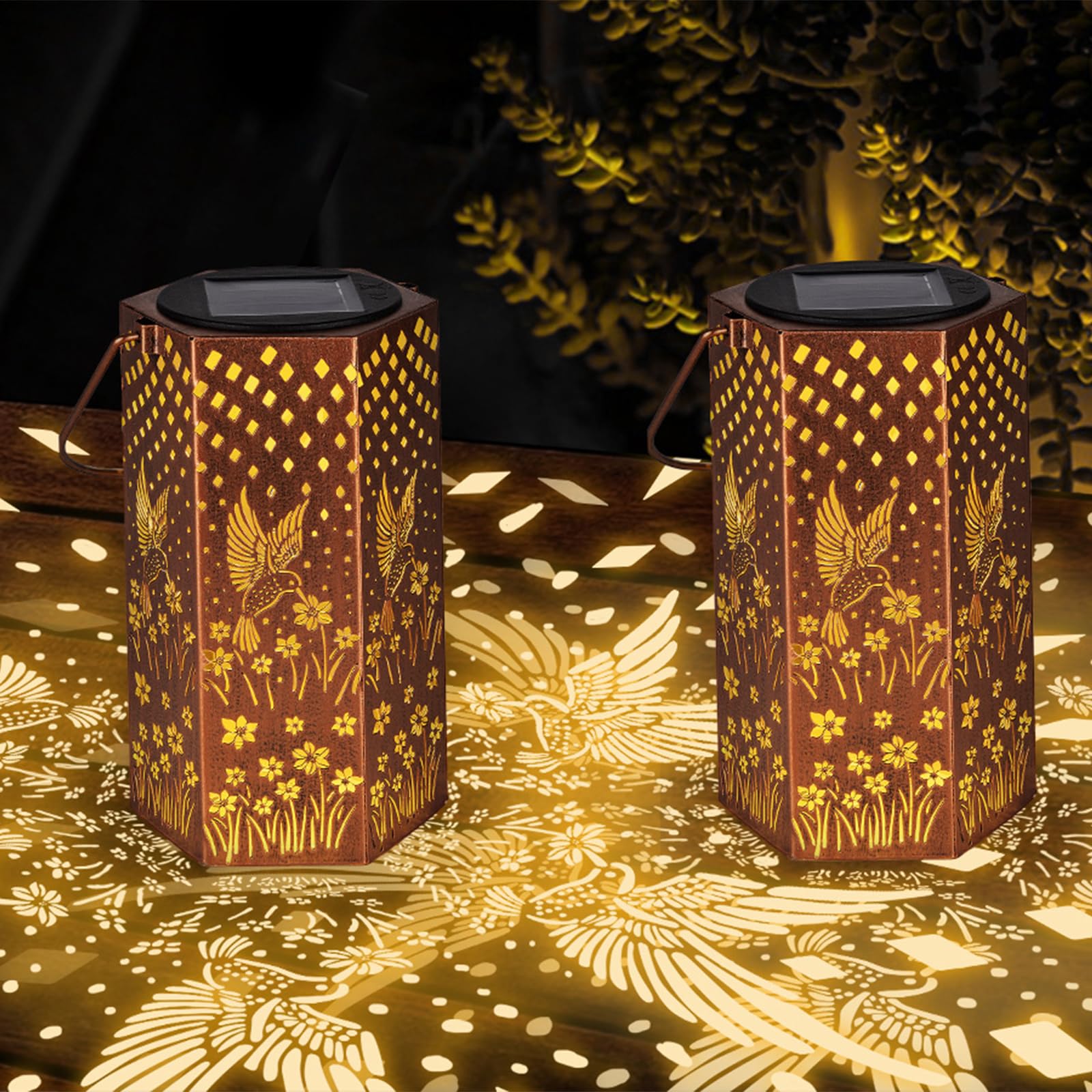 4 Pack Hummingbird Solar Lanterns Outdoor Waterproof - Birthday Gifts For Women, Men, Mom, Solar Lights Outdoor Hanging Garden D