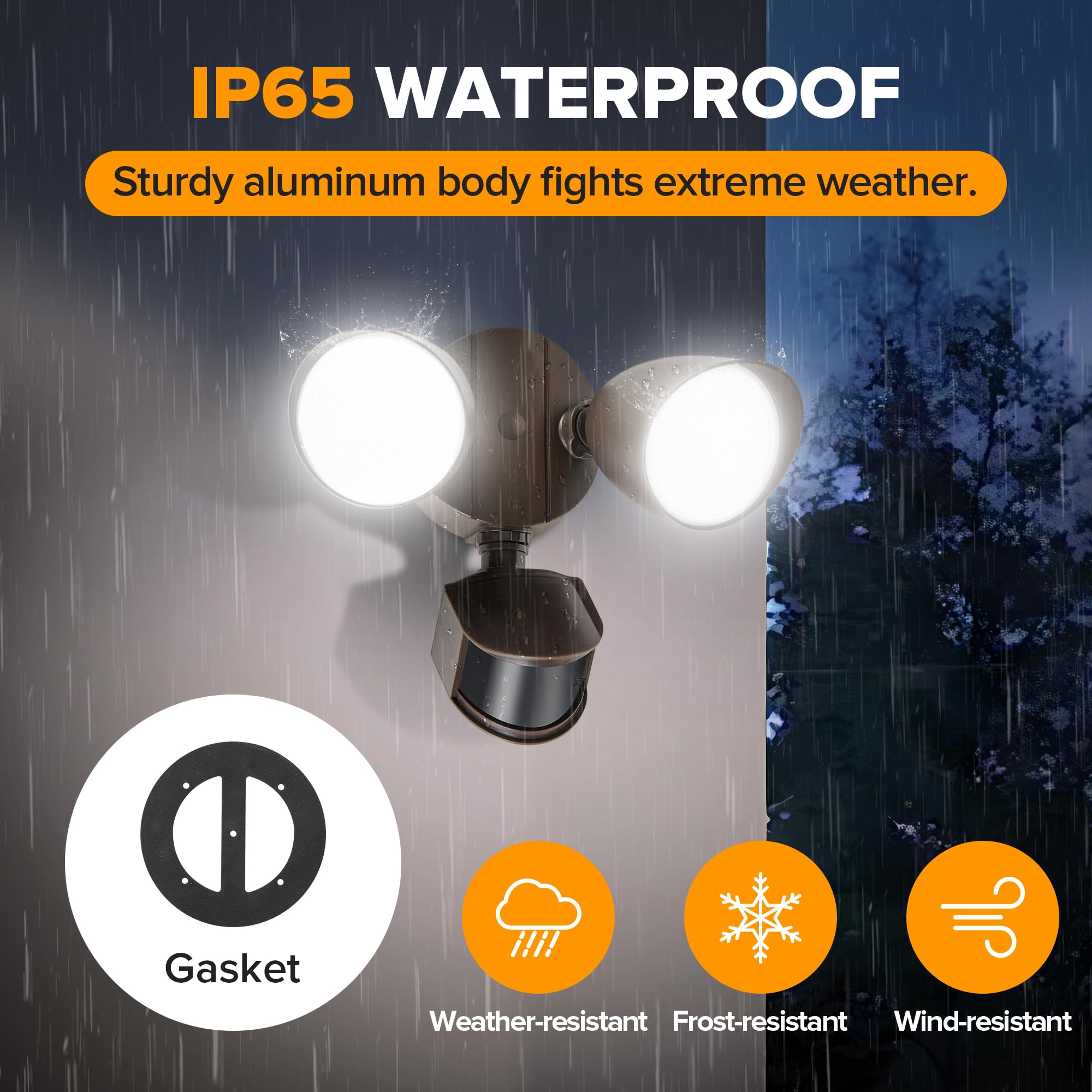 LUTEC 32W LED Security Light, 2500 Lumen, Motion Sensor, 5000K Daylight, IP65 Waterproof, Brown, Model 7622224412