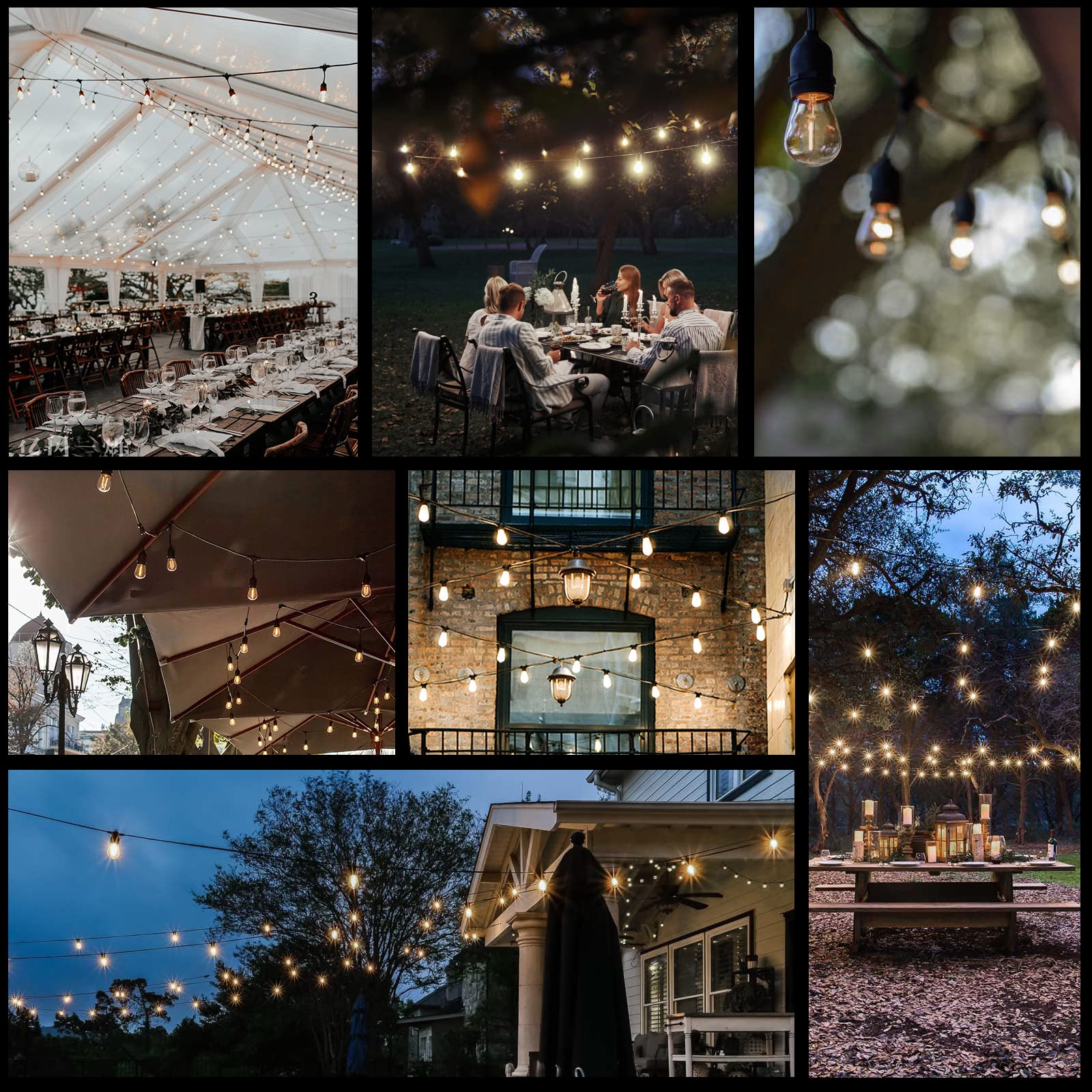 Visther 30-Pack S14 Outdoor Waterproof String Light Bulbs, E26 Base, Warm White, 1W 120V