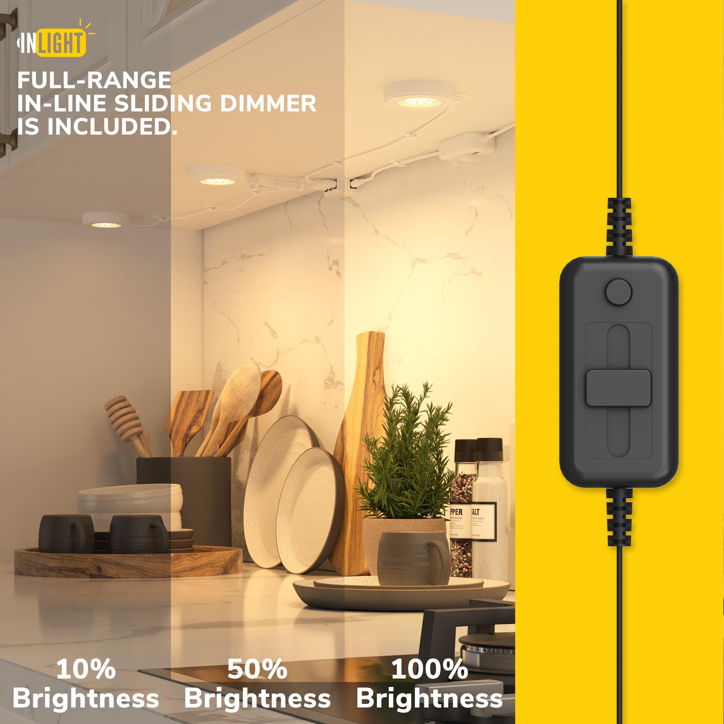 Getinlight 2.6'' Wide 3000K Dimmable Led Puck Lights Kit, Plug-In Installation With Recessed Or Surface Mounted, Black Finish Ov