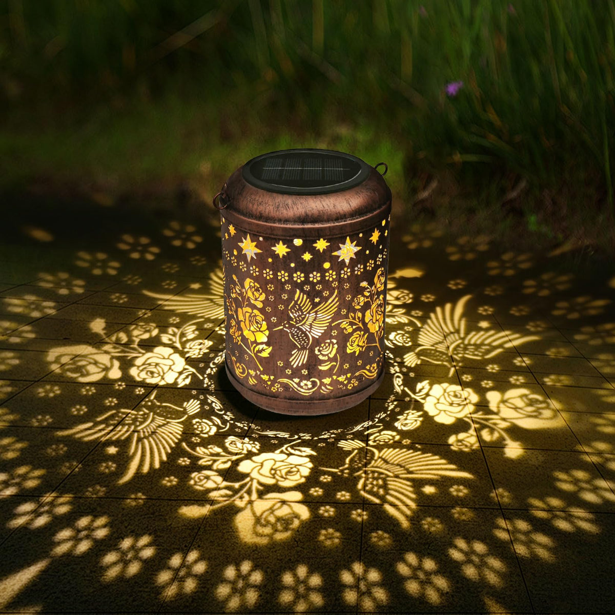 Hummingbird Solar Lanterns Metal Outdoor Waterproof Hanging Solar Light Hummingbird Gifts For Women Mother Grandmom Bird Lover D