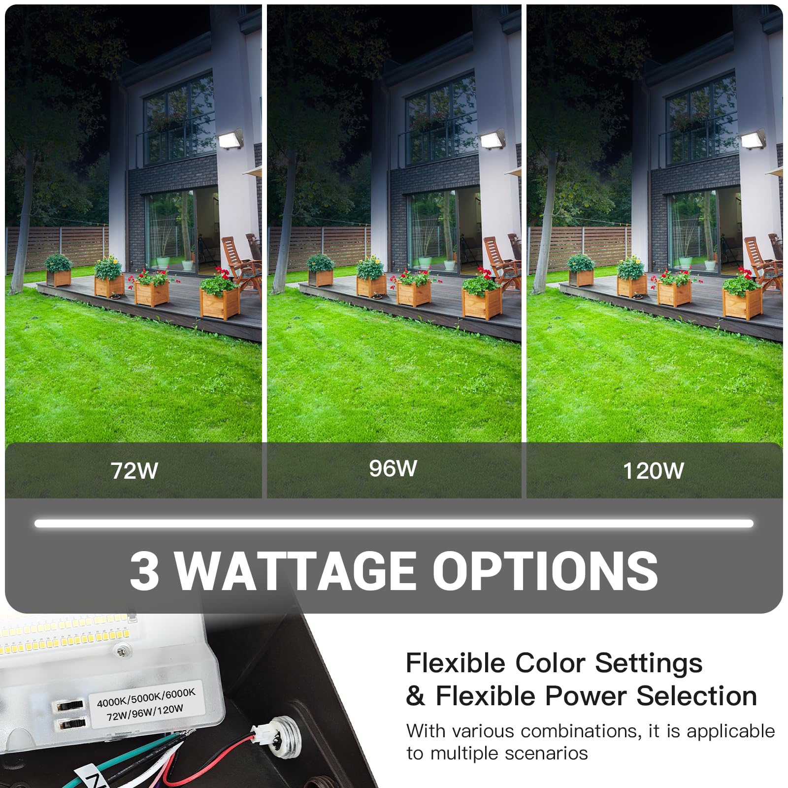 Jtt Led Wall Pack Light 120W/96W/72W With Dusk To Dawn Photocell, 18000Lm 6000K/5000K/4000K Cct Ip65 Waterproof Wallpack Lights