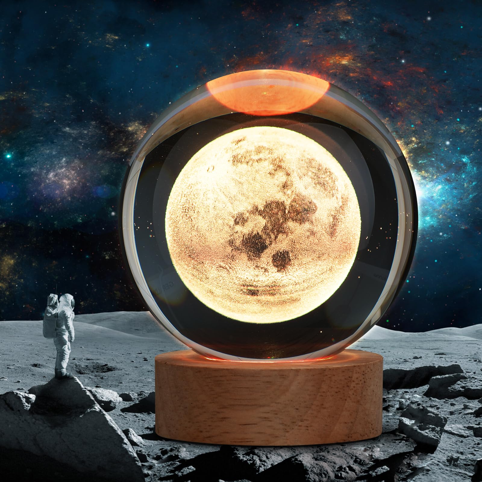 Large Crystal Ball 3D Moon Lamp Balkwan, Crystal Lamp 16 Color Changing Night Light with Remote Control for Bedroom Decor, Ideal