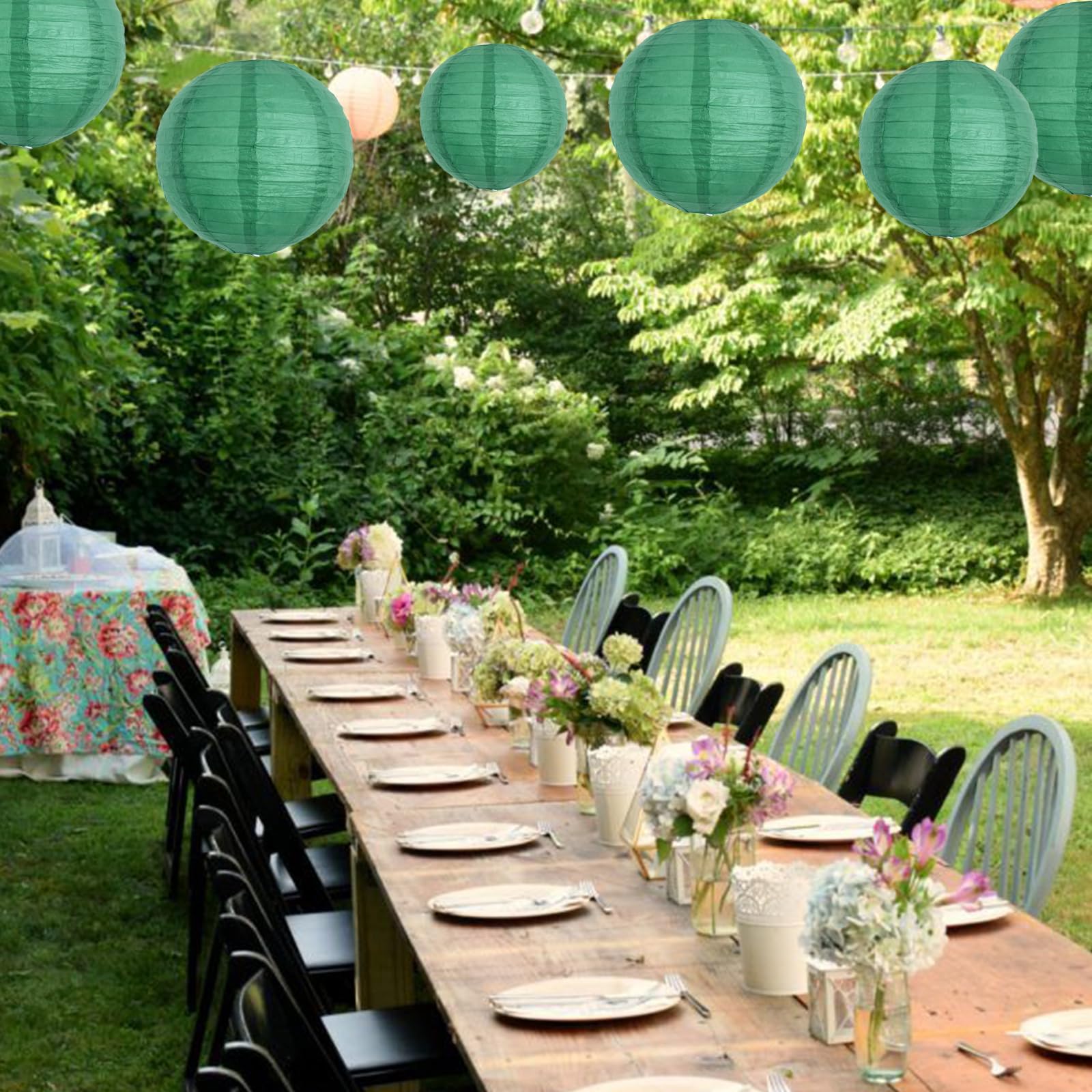 Beishida 8-Inch Green Round Paper Lanterns Hanging Decorative Chinese Paper Lanterns Lamp For Birthday Wedding Party Irish Party