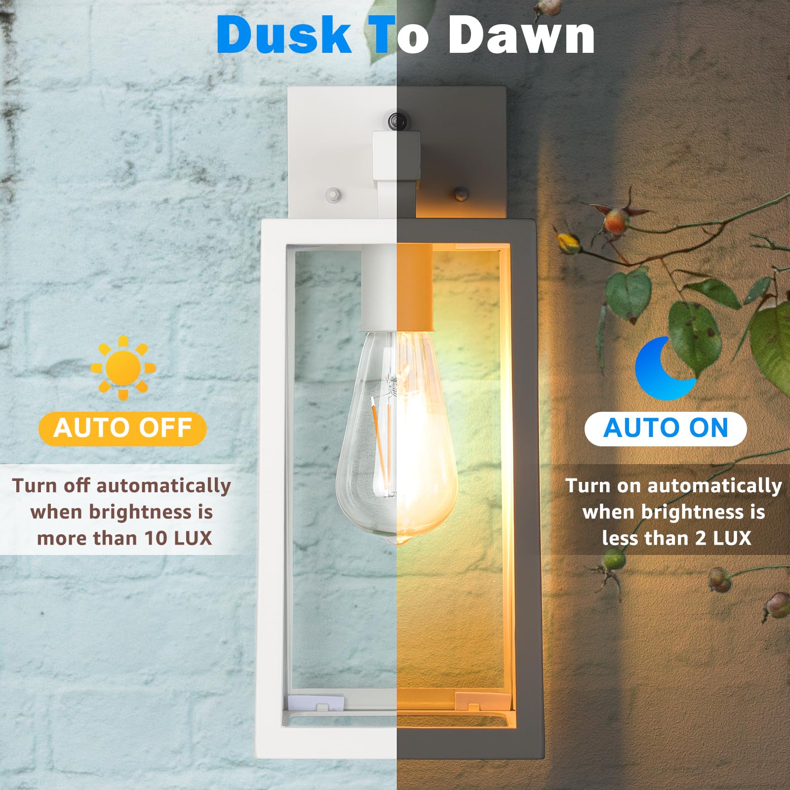 Shine Hai Dusk To Dawn Outdoor Wall Lantern, Extra Large Exterior Wall Sconce With E26 Base Socket, Waterproof Fixture Lights Wi
