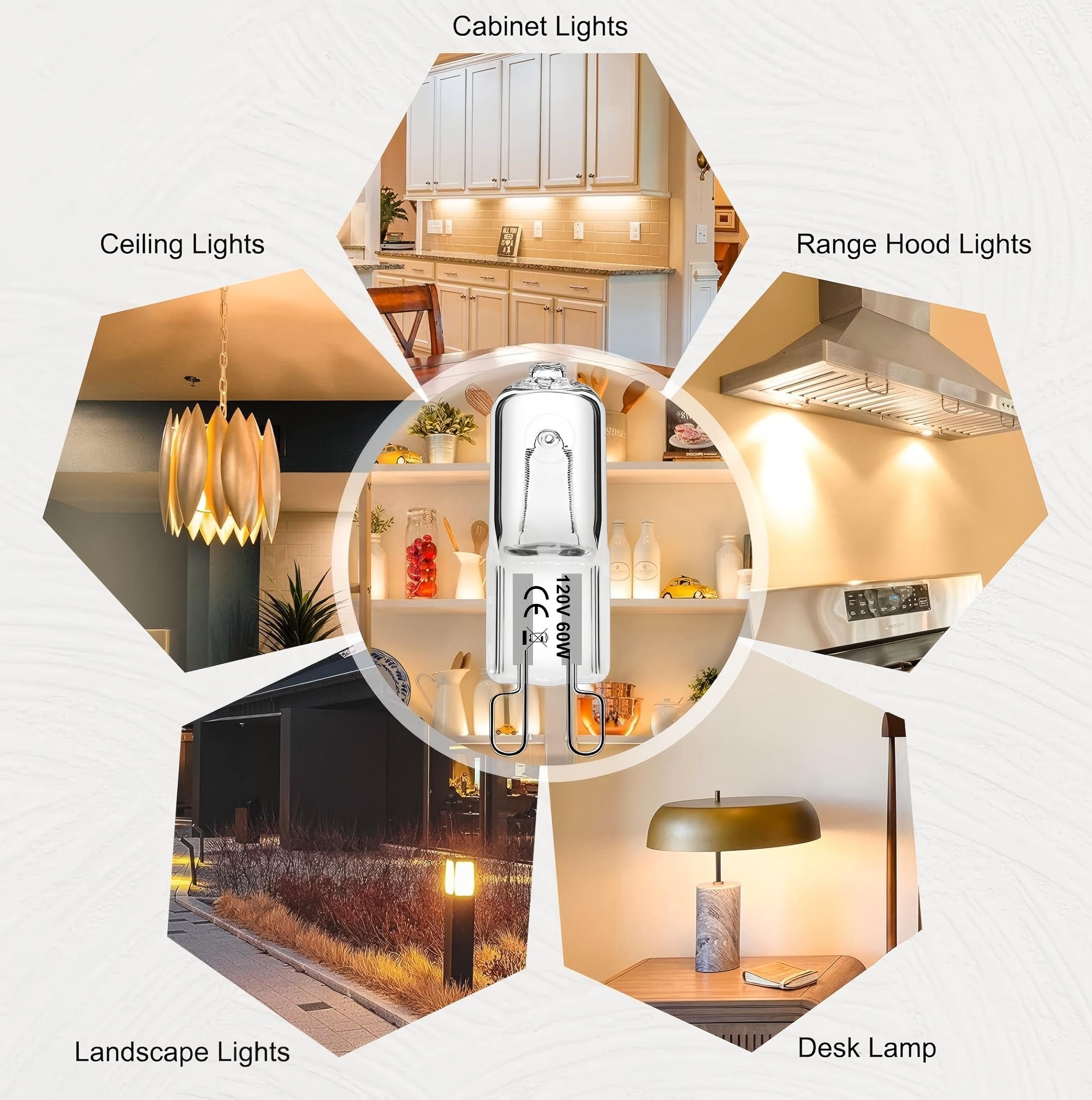 Ragfoz G9 Halogen Light Bulb 120V 60W, 2 Pin G9 Led Bulb Replacement, Dimmable 2700K Warm White T4 Jcd Type For Chandeliers, Pen