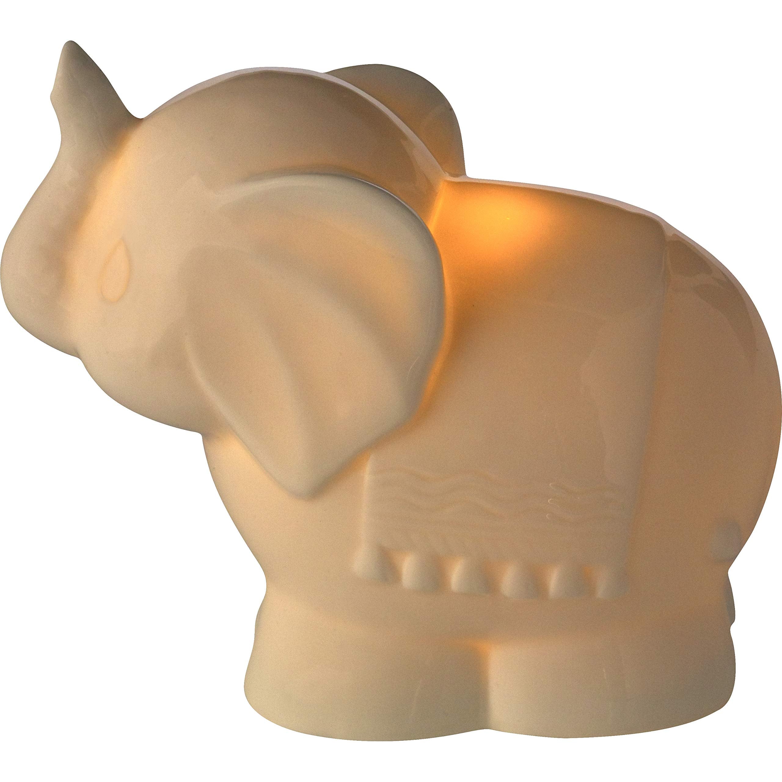 Precious Moments 179304 Tuk Elephant Ceramic Battery Operated Nightlight, Beige