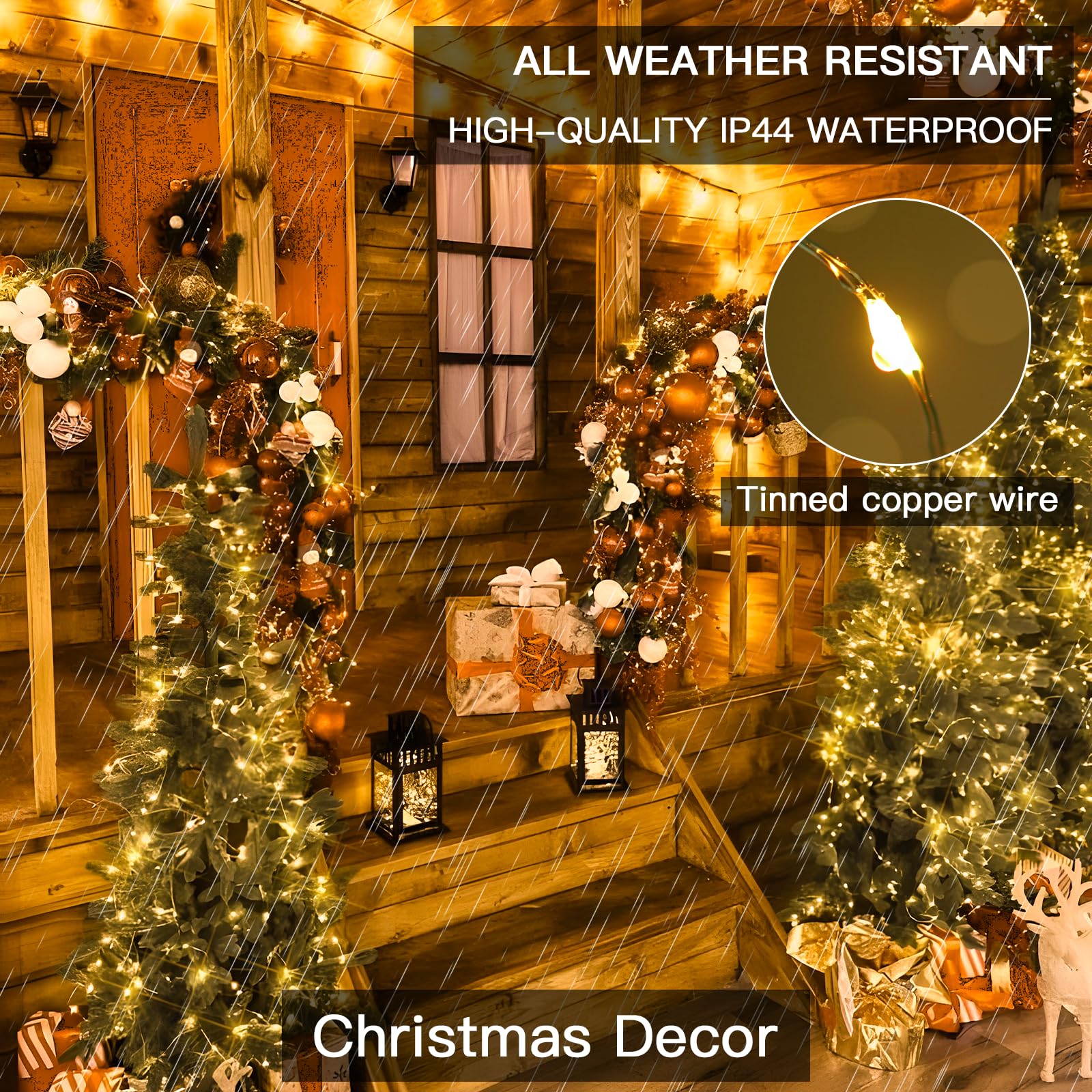 Suddus Solar String Lights For Outside, 2 Pack Total 66Ft 200 Led Solar Fairy Lights Outdoor Waterproof, 8 Modes Twinkle Lights