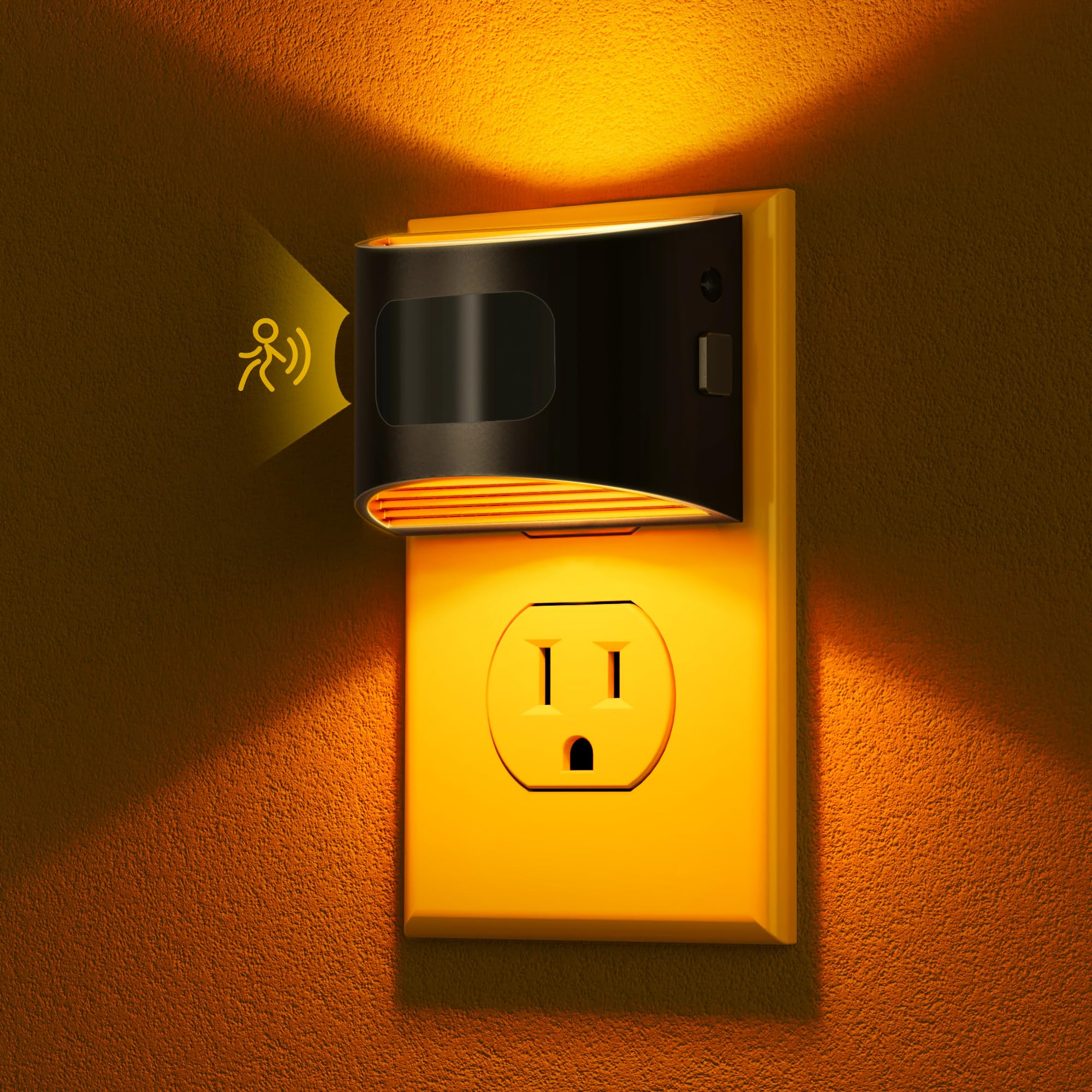 DORESshop LED Night Light[4 Pack]  Night Lights Plug into Wall  3 Mode Plug in Night Light with Motion Sensor  Dusk to Dawn Sensor  Nightlights for For Mature Userss  Bedroom  Bathroom  Hallway  Amber