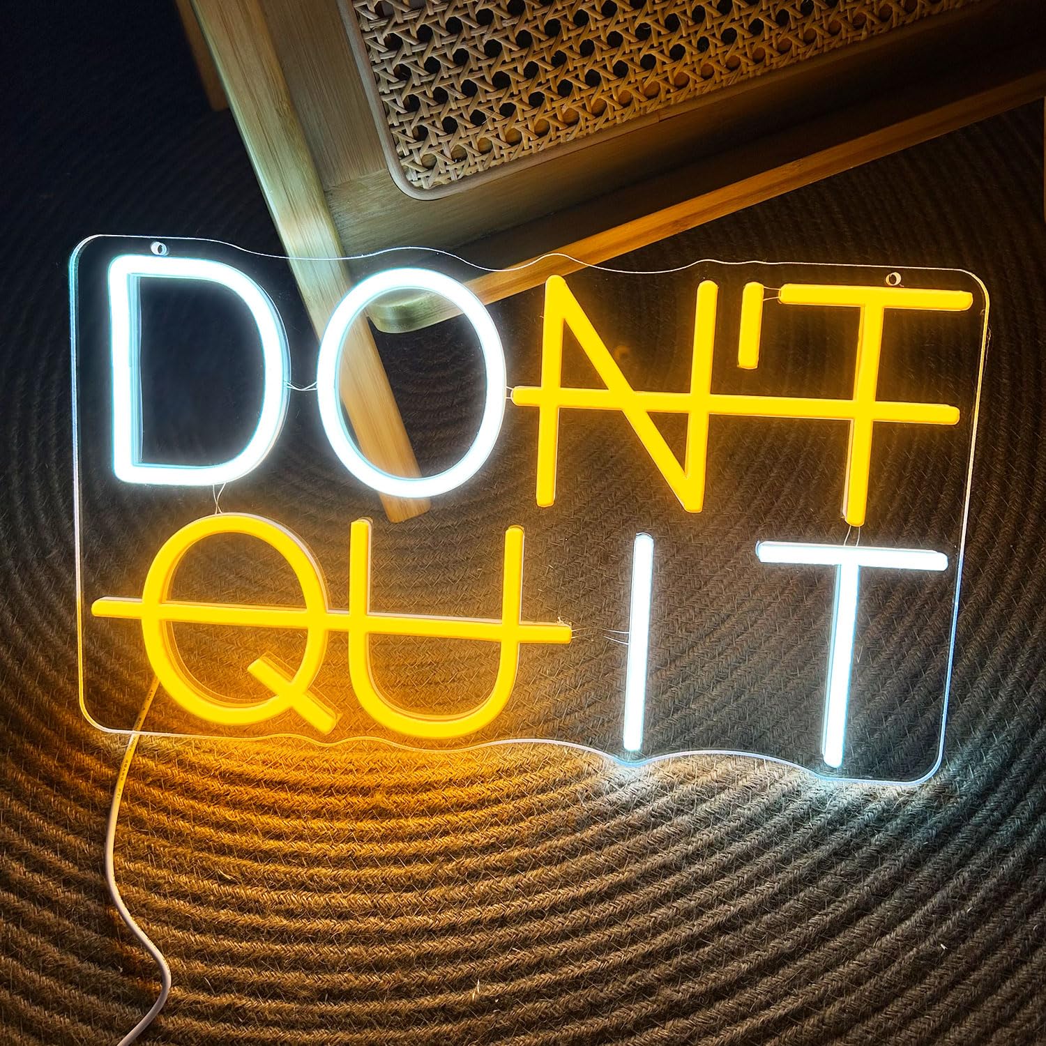 HAJAE Neon Sign, LED Wall Decor, Dimmable, Acrylic, 15.7 x 9 inches, Yellow/White