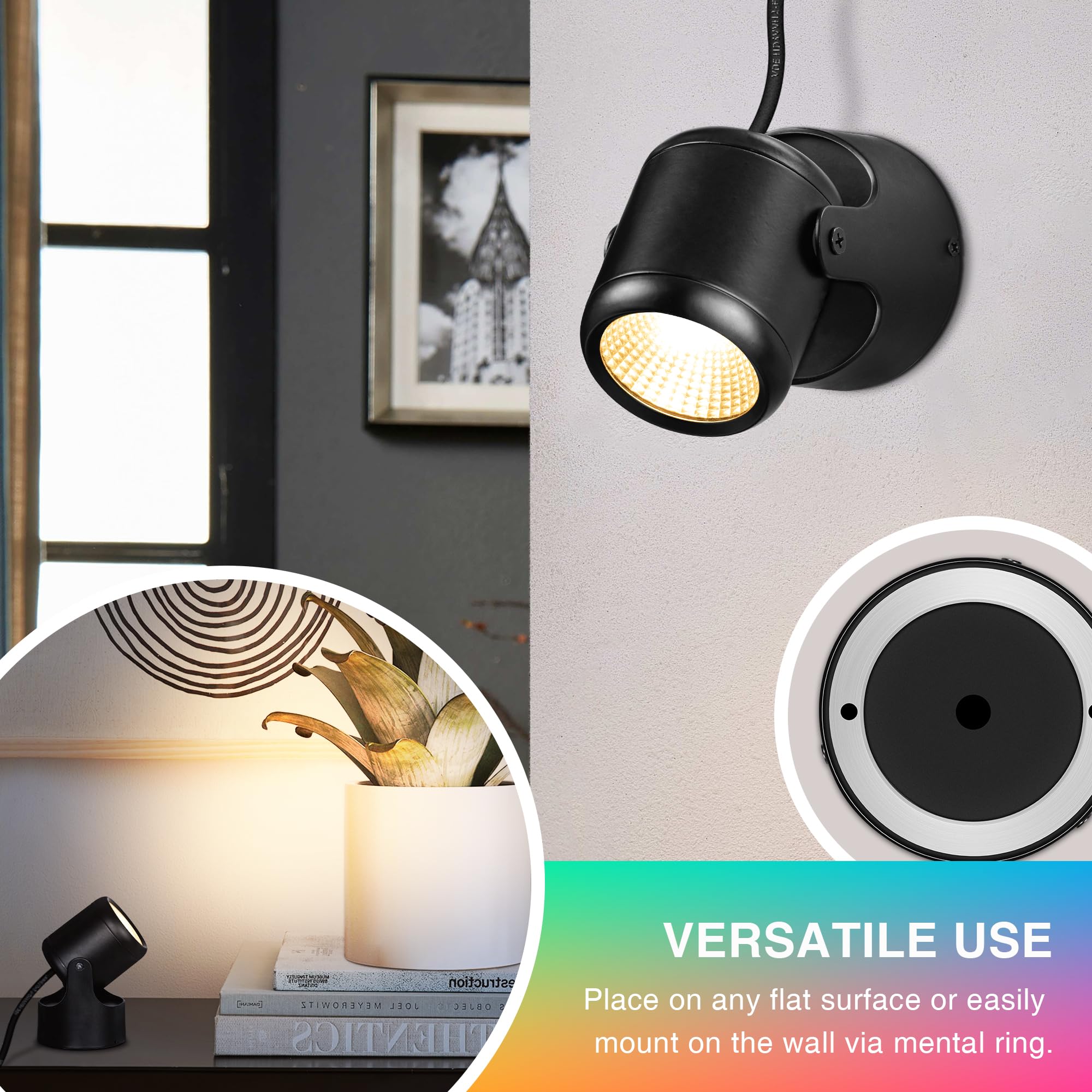 Urtom 6W Rgbw Up Lights Indoor Christmas Spotlight Indoor Led Color Changing Uplighting Indoor With Remote 120V Spot Lights Indo