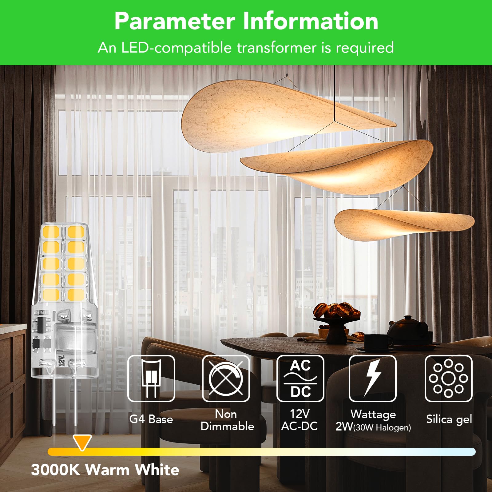 Bubo 10 Pack G4 Led Bulb 2W Equivalent 30W 3000K Warm White 250 Lumens 360Beam Angle, T3 Halogen Bulb Replacement Landscape Bulb