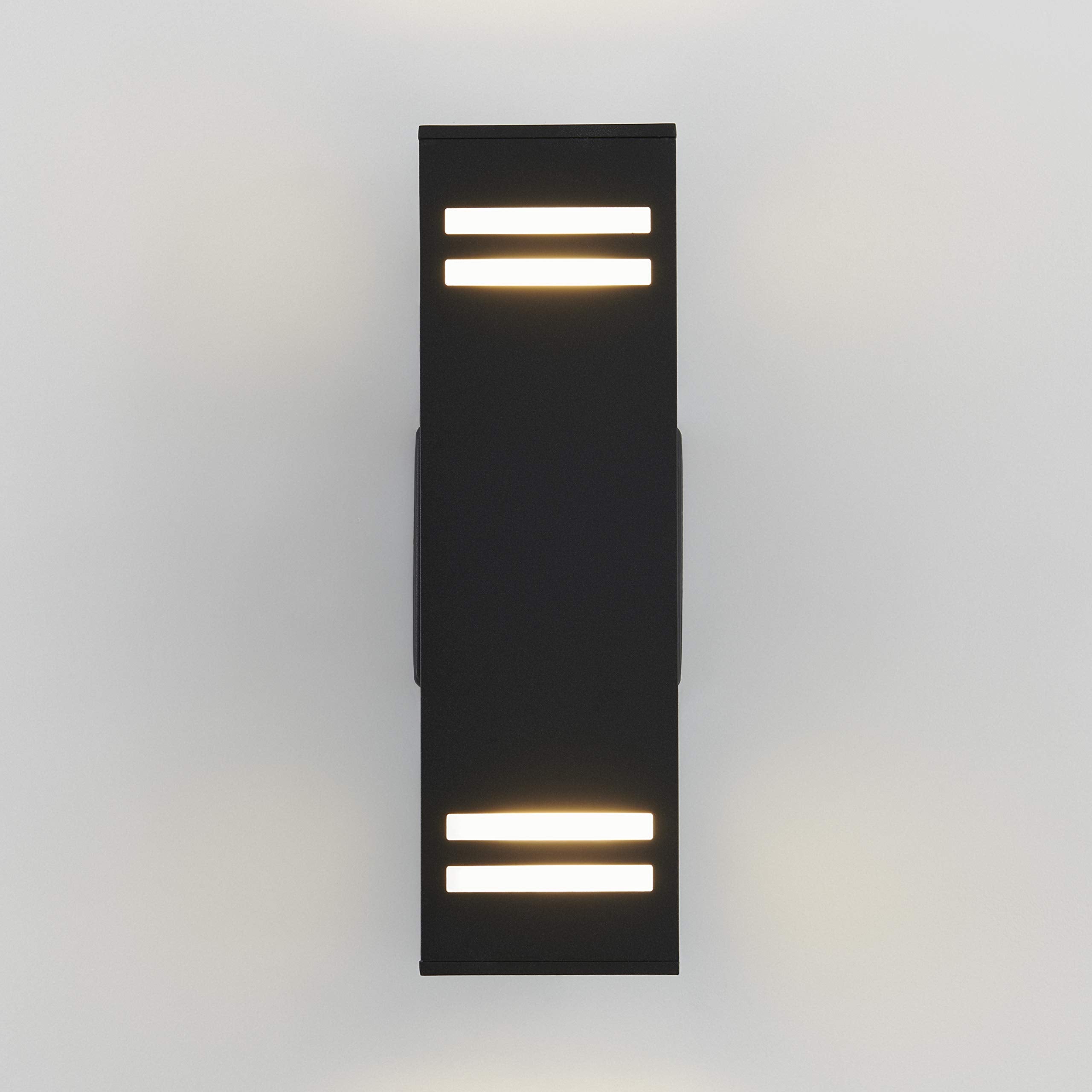 Artika Strike Modern Sconce Wall Light Fixture, 3-Way, Black Finish, Frosted Glass, Weatherproof