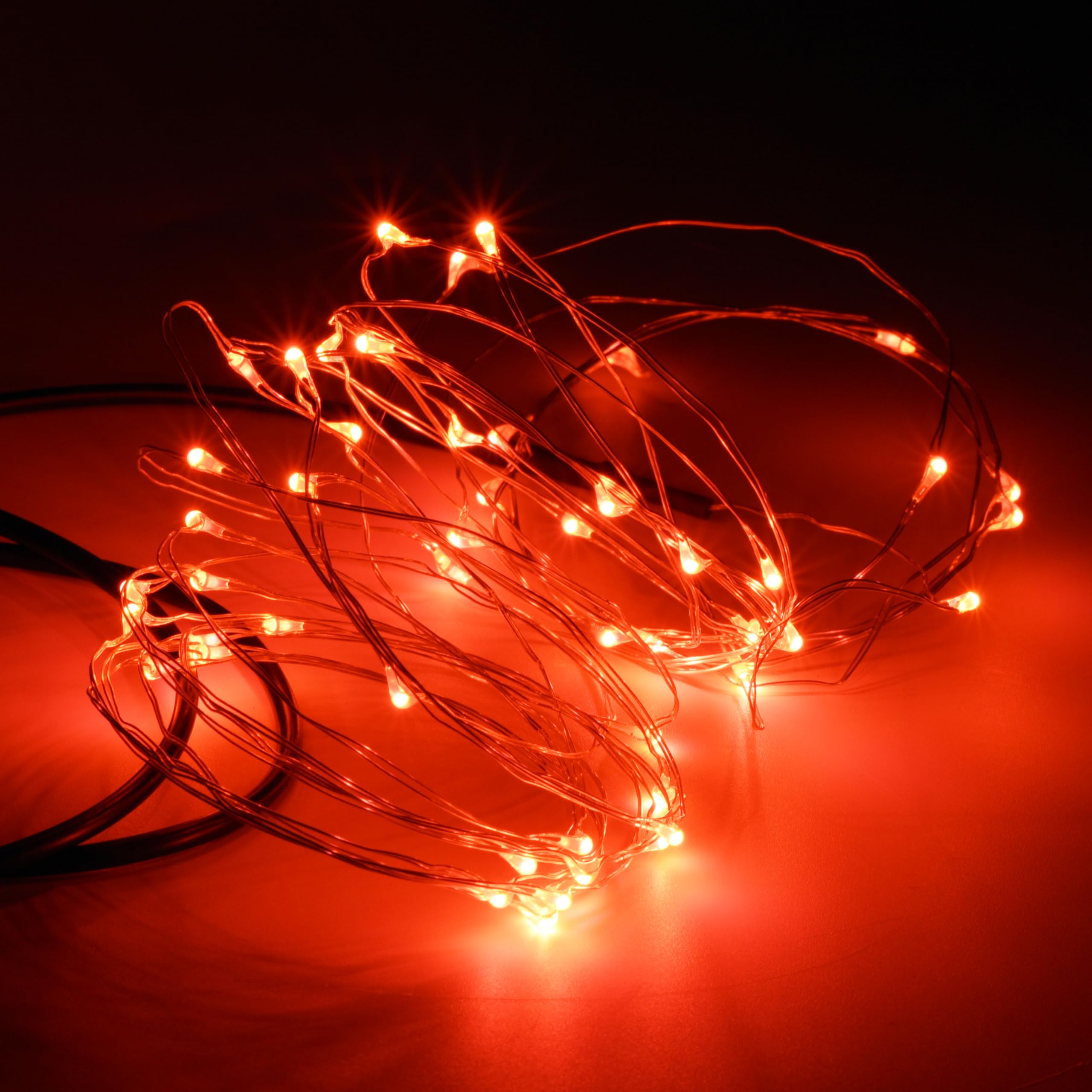 Karlling Usb Plug In Led Fairy Lights,50 Led Bulbs 16 Ft Silver Wire Starry String Lights For Bedroom Patio Garden Party Wedding Commercial Lighting (Red)