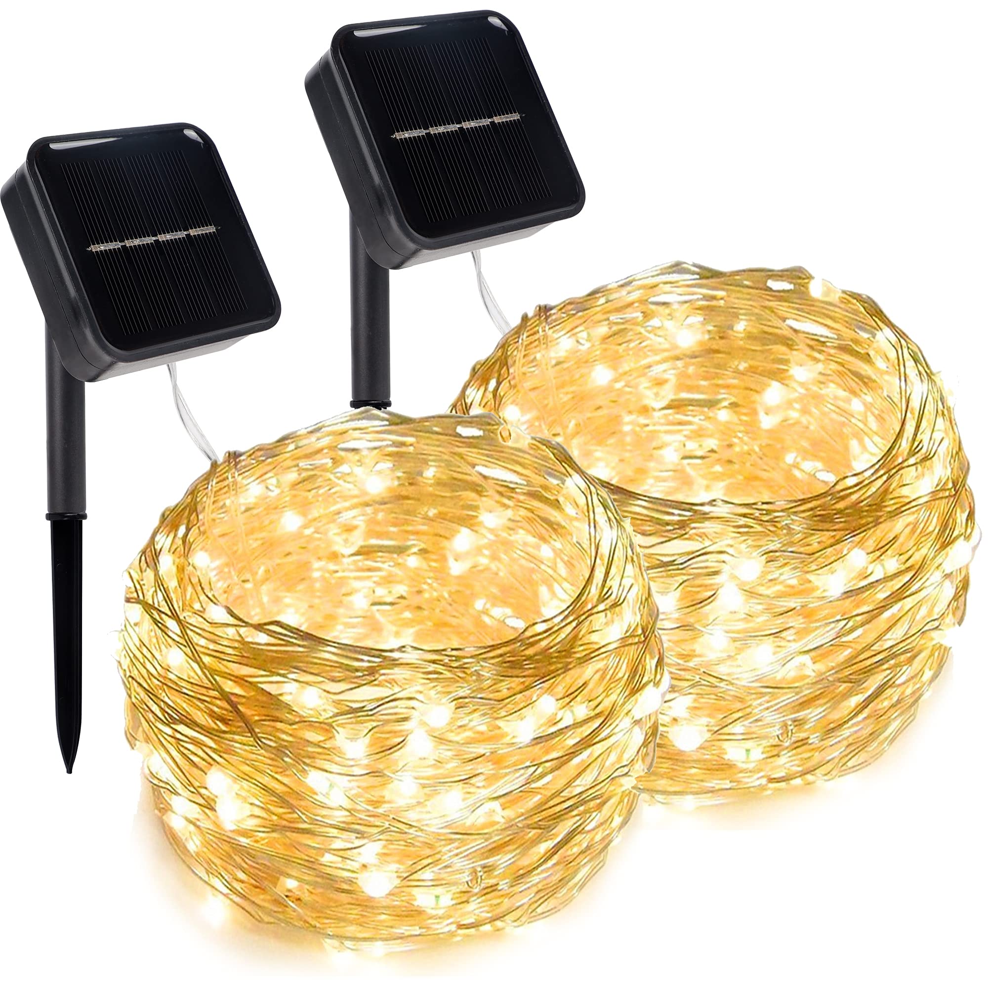 Twinkle Star 2 Pack Outdoor Solar String Lights, 39.4 Ft 120 Led Solar Powered Christmas Decorative Fairy Lights With 8 Modes, W