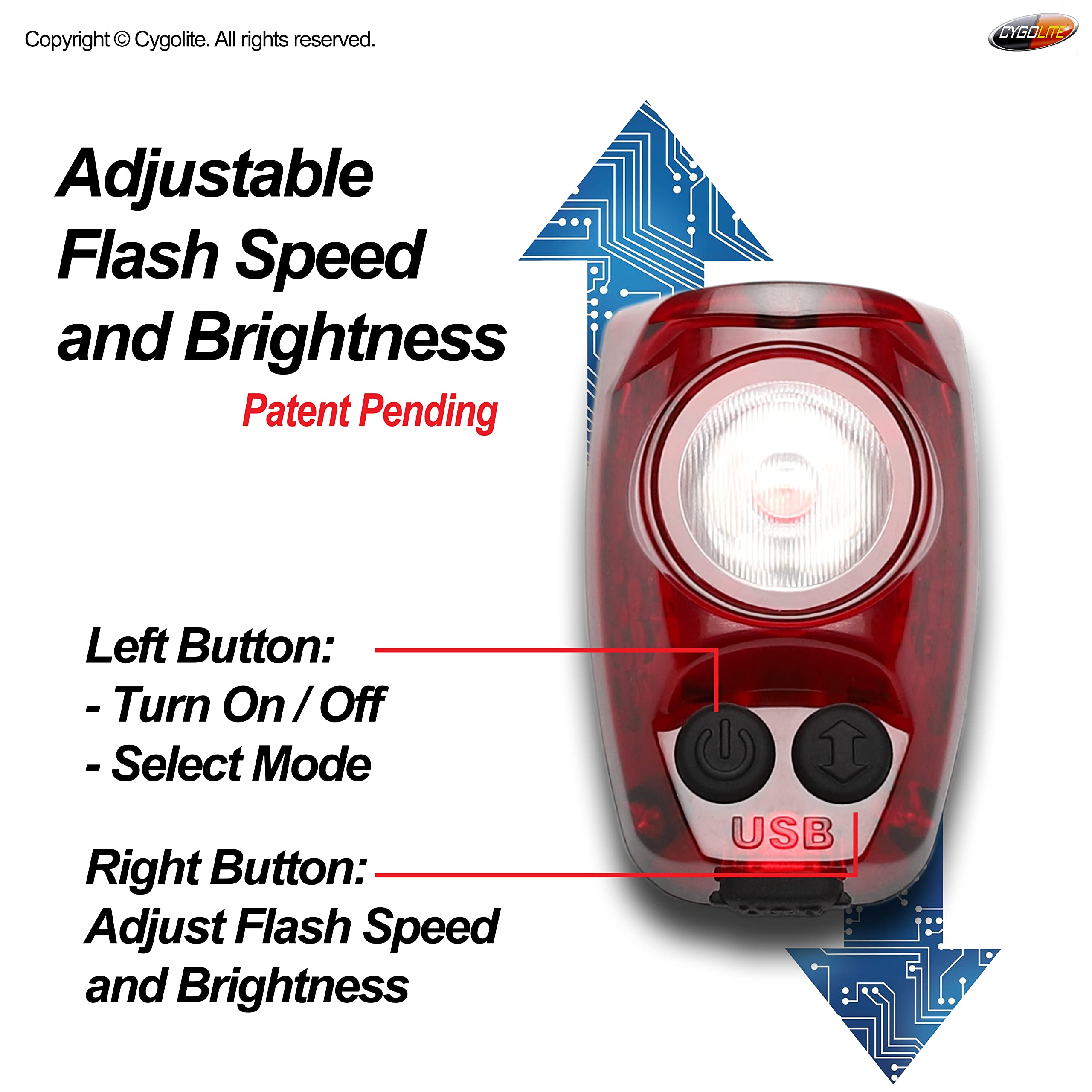 Cygolite Hotshot Pro– 200 Lumen Bike Tail Light [Flexible Mount Type]– 6 Night & Daytime Modes– User Adjustable Flash Speed- Compact Design– Ip64 Water Resistant– Usb Rechargeable–Great For Busy Roads