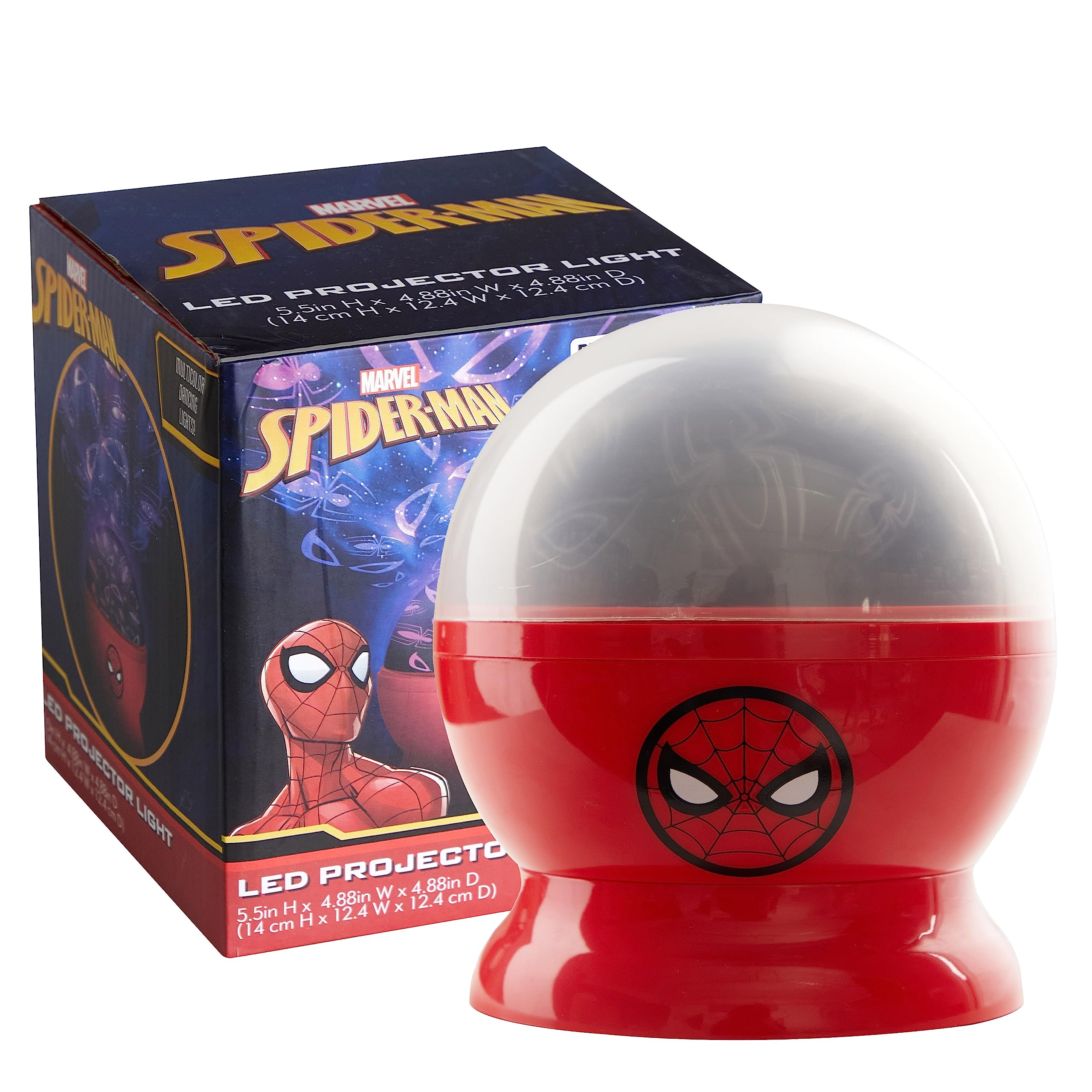 Idea Nuova Spiderman LED Projection Nightlight, 4.88inx 4.88inx 5.5in, Plastic, Model N201590
