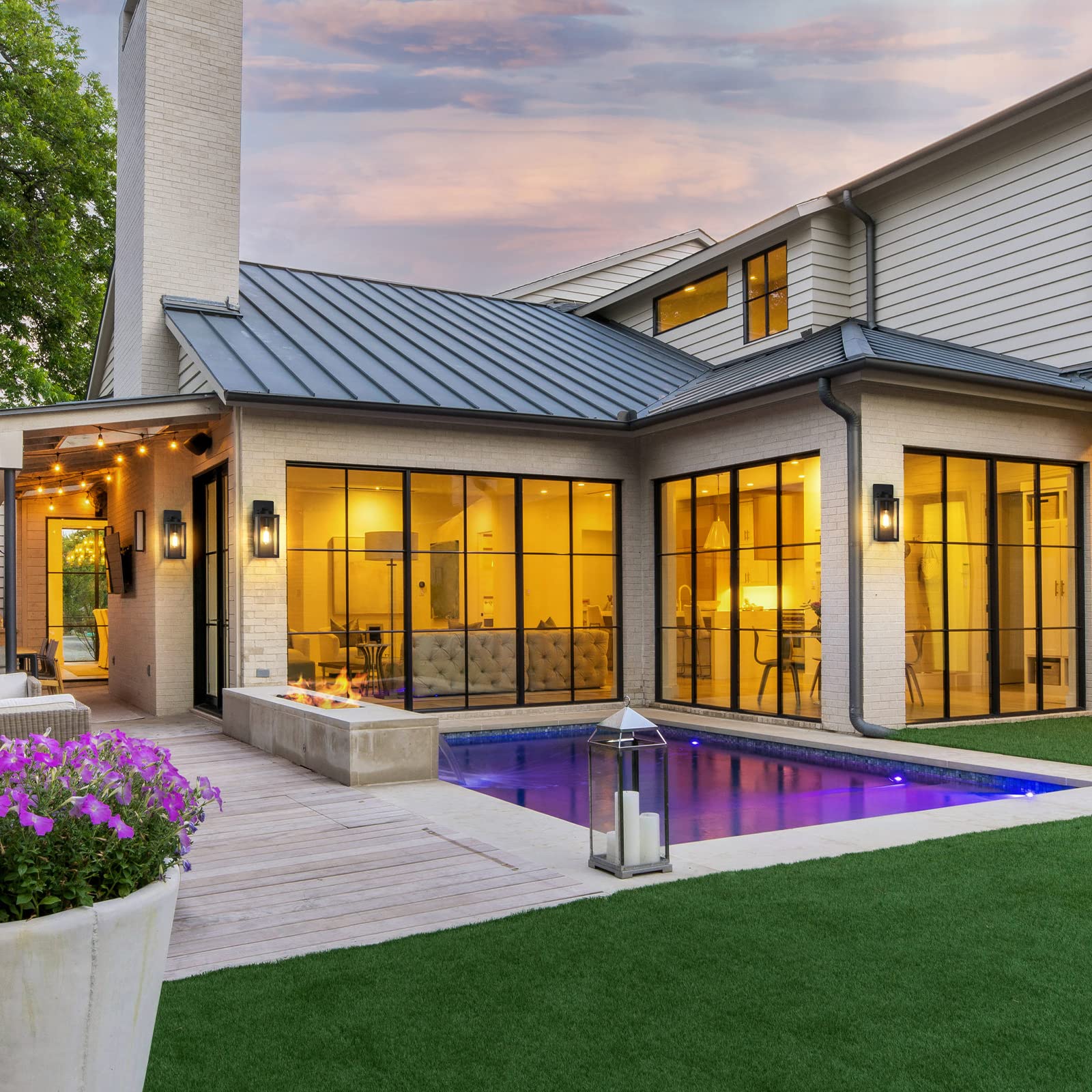 Beslowe Outdoor Waterproof Wall Light Fixtures, Black Lanterns, 2-Pack For Porch & Entryway