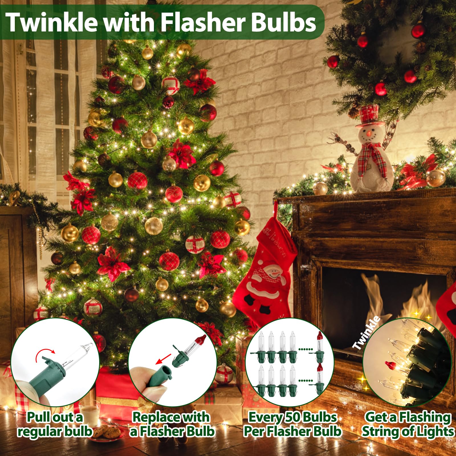 Cxlho Clear Christmas Lights 25Ft 100 Incandescent Bulbs Warm White Mini Lights With Green Wire For Christmas Tree, Garland, Tha