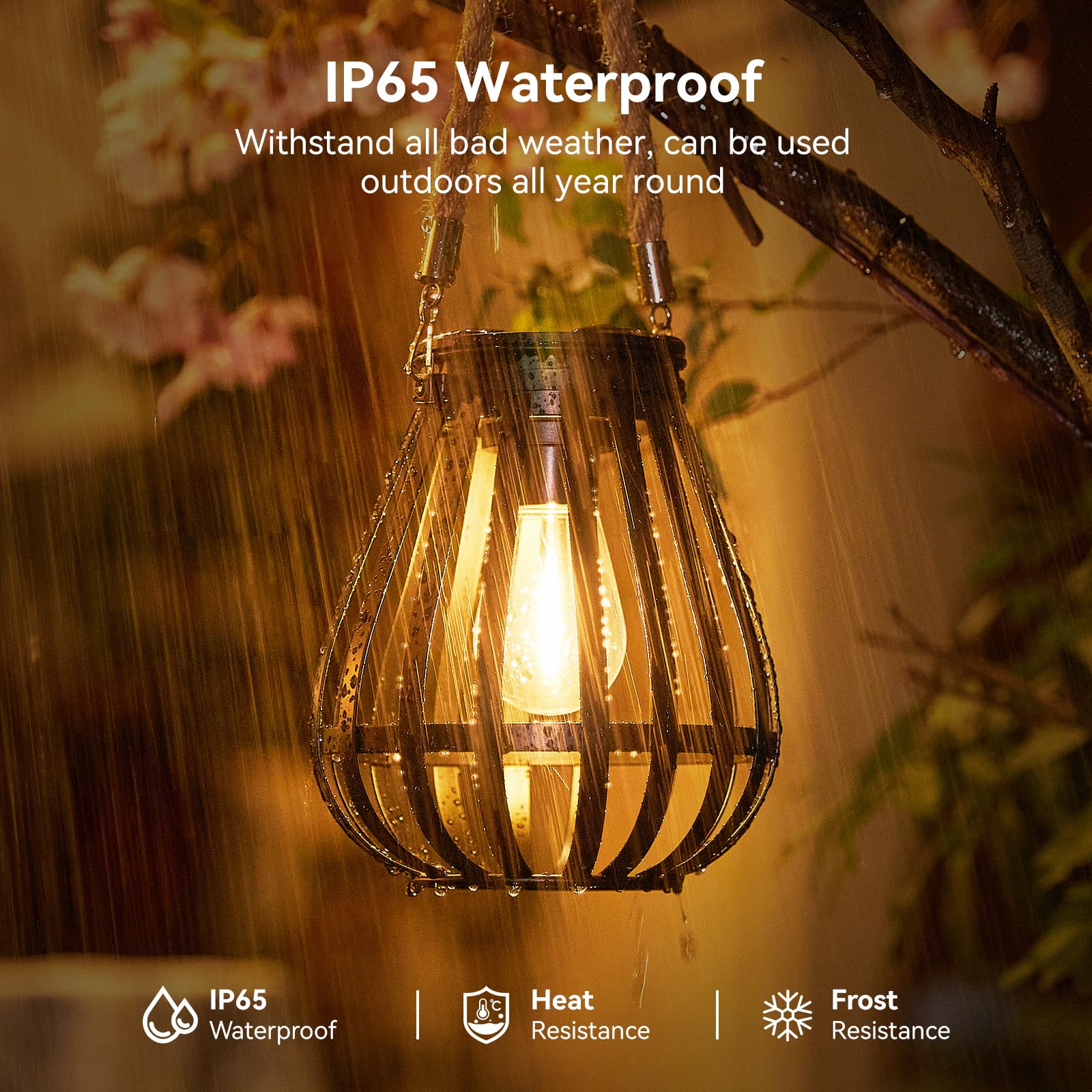 Bonlion Hanging Solar Lanterns Outdoor Waterproof, Bright And Warm Lighting Solar Lantern Up To 12 Hours, Premium Metal Outdoor