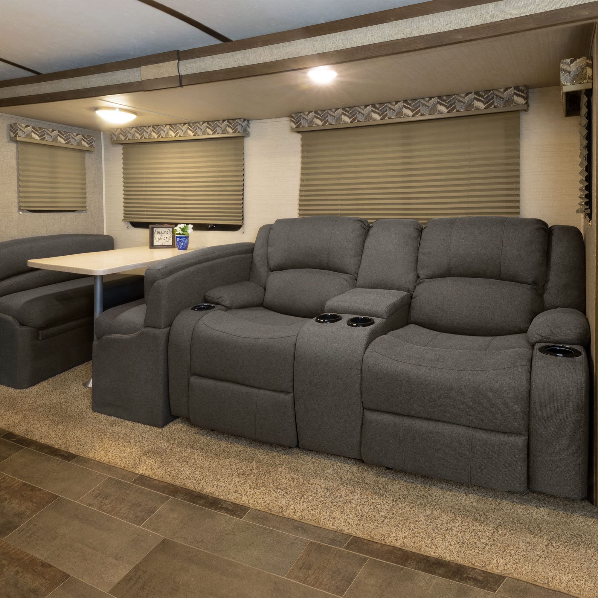 RecPro RV Pleated Shades | Cappuccino | 32in W x 24in L | Tan RV Window Shades for Camper & Trailer